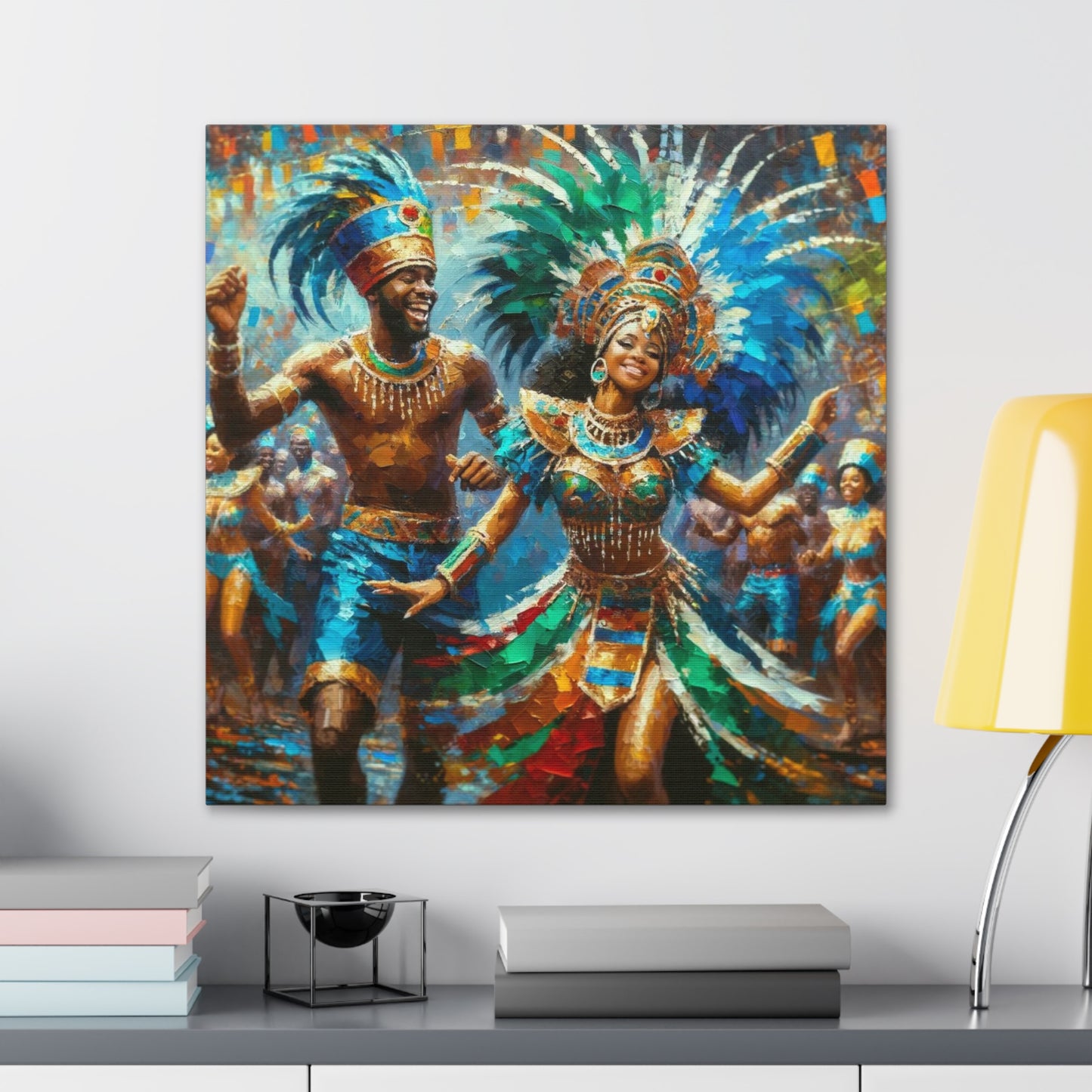 Art Print, Trini Masqueraders#6, Carnival, Oil Finish, West Indian Ethnicity, Cultural, Heritage, Indo & Afro Caribbean, Canvas Gallery Wrap