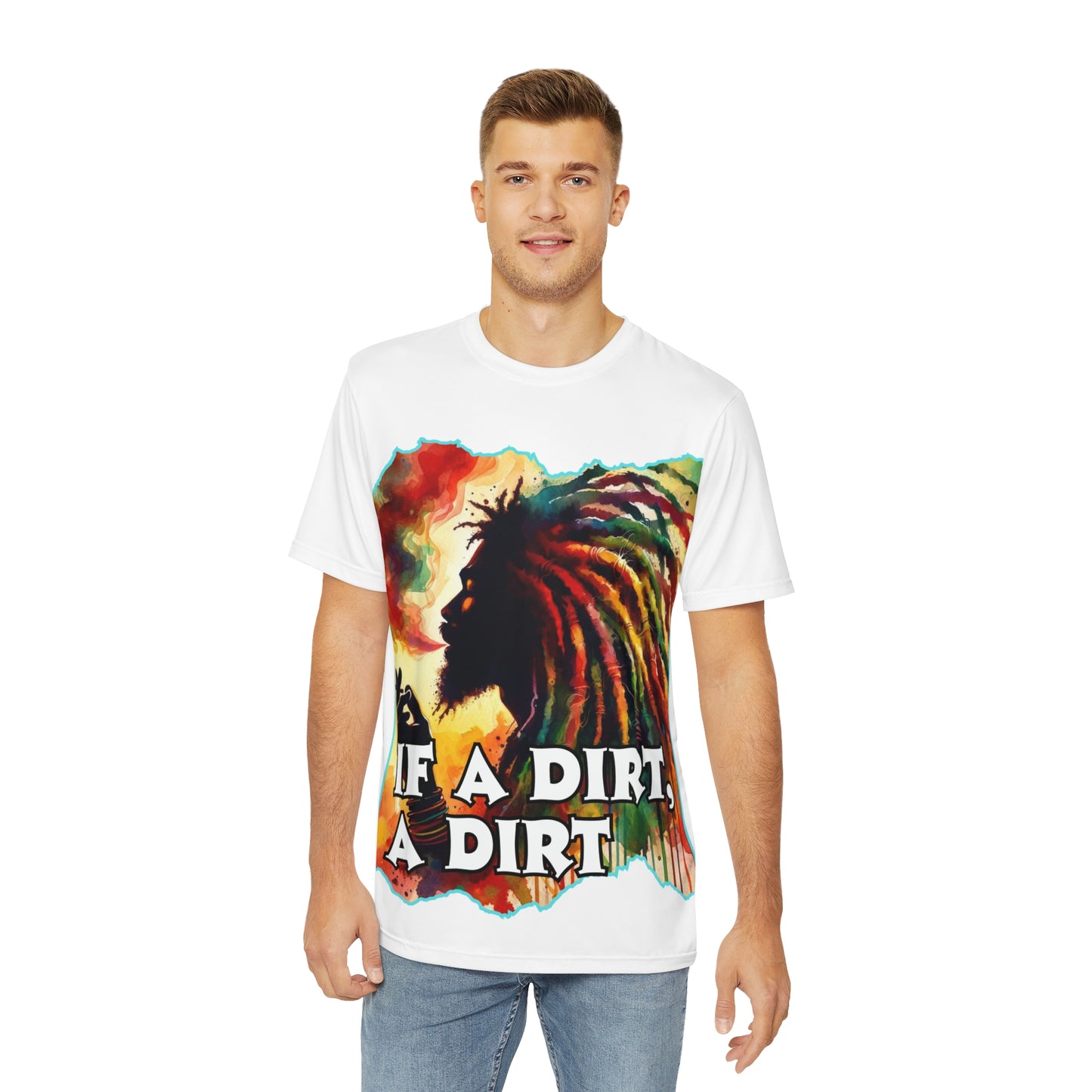 Men's Brushed Polyester Short Sleeve Tee (AOP), "If A Dirt A Dirt"