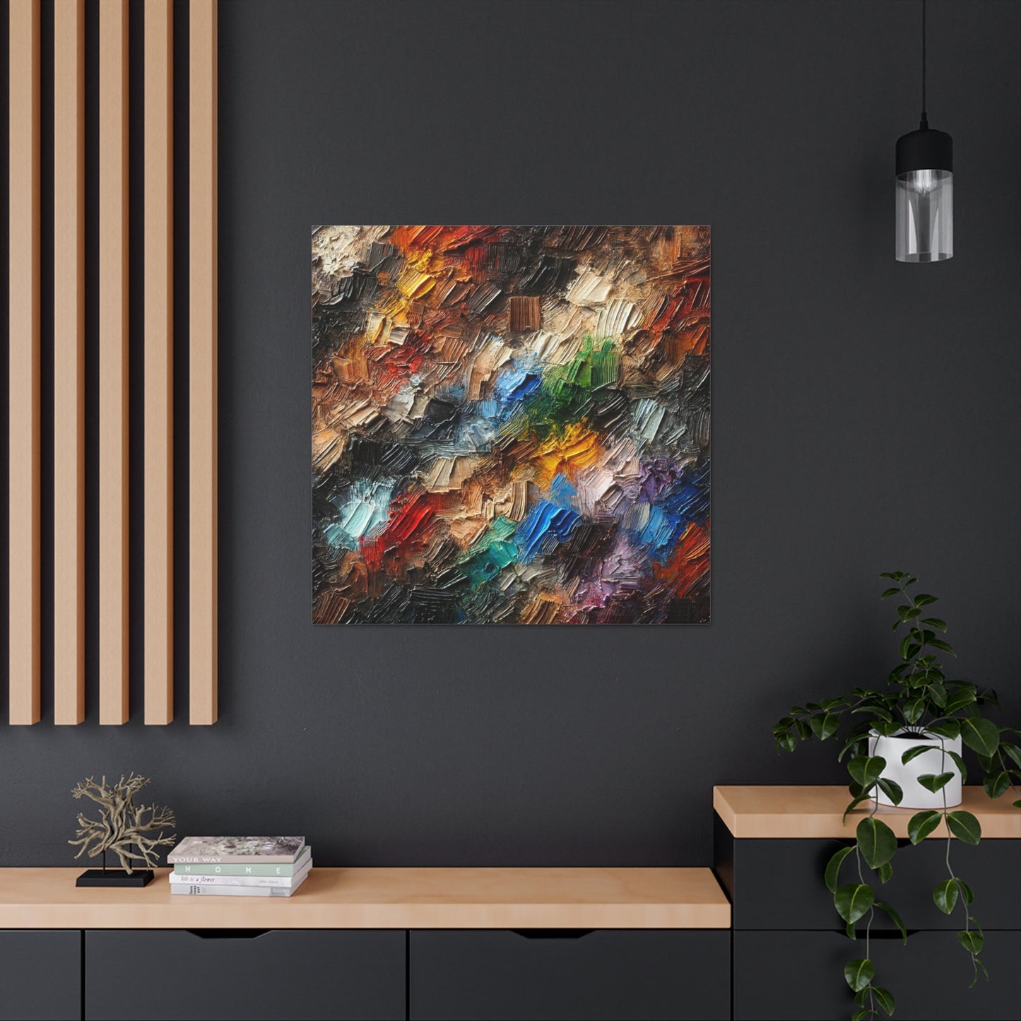 Art Print, African Print, Black Power, Abstract Oil Finish, Unity, One Love, Canvas Gallery Wrap