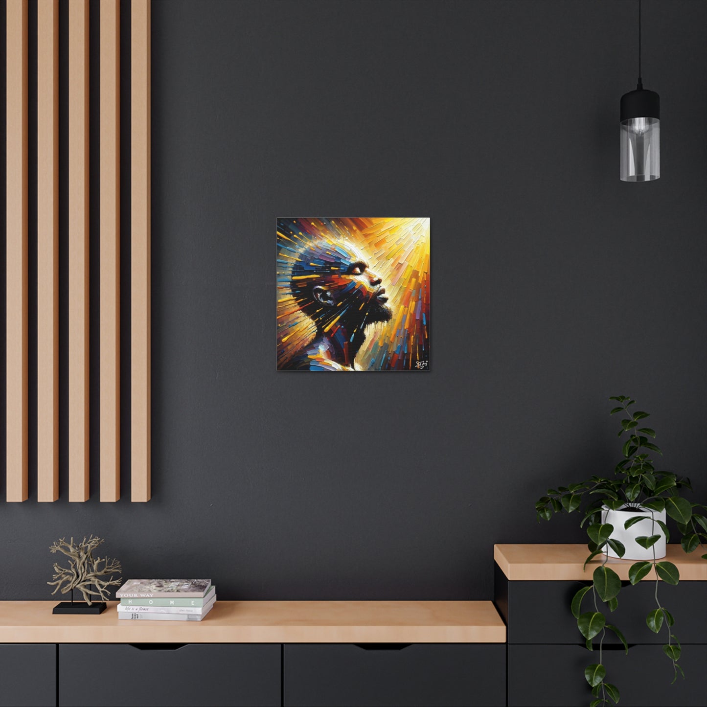 Art Print, Afro-Caribbean Man, "Bright Light" Oil Finish, West Indian Ethnicity, Cultural, Heritage, Abstract, Canvas Gallery Wrap