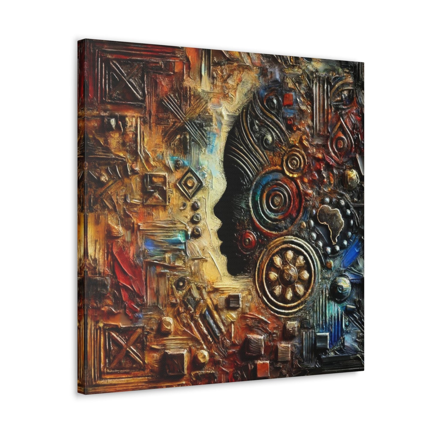 Art Print, African Print, Black Power, African Mask, Abstract Oil Finish, Unity, One Love, Canvas Gallery Wrap