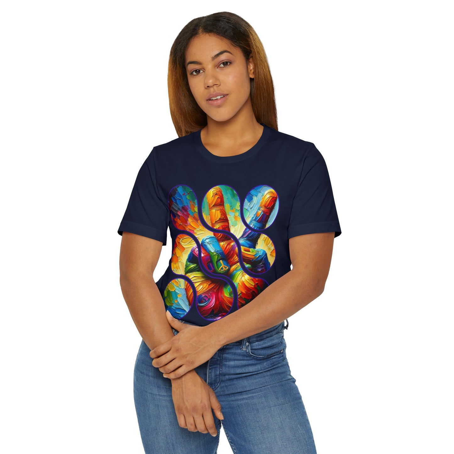 Unisex Jersey T-Shirt, "Peace" One World, Self-Love, Anti-Racism, One Love, Unity, Inclusion, Diversity, Immigrant Outsiders, Cultural Identity, Black Excellence Empowerment, Inspiration