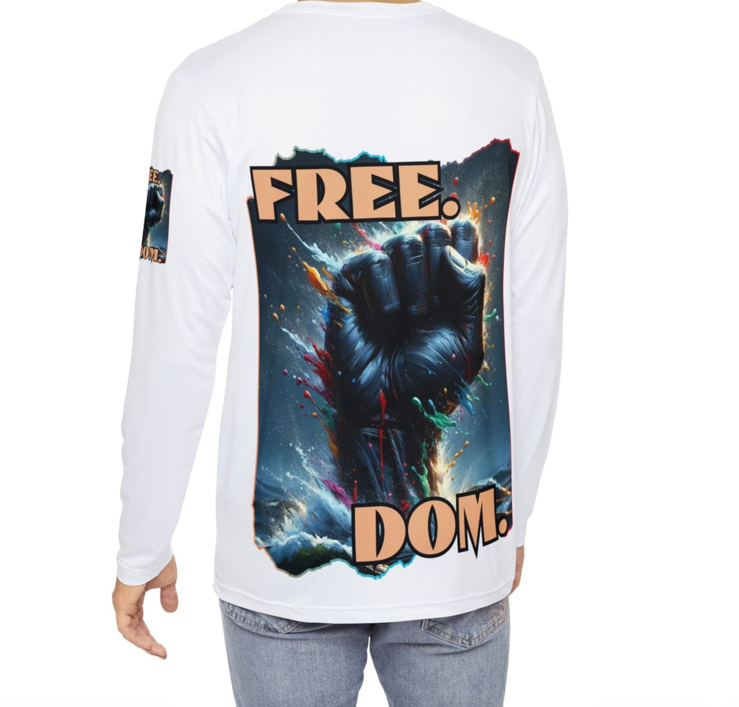 Men's Brushed Polyester Long Sleeve Shirt (AOP) "FREE.DOM."