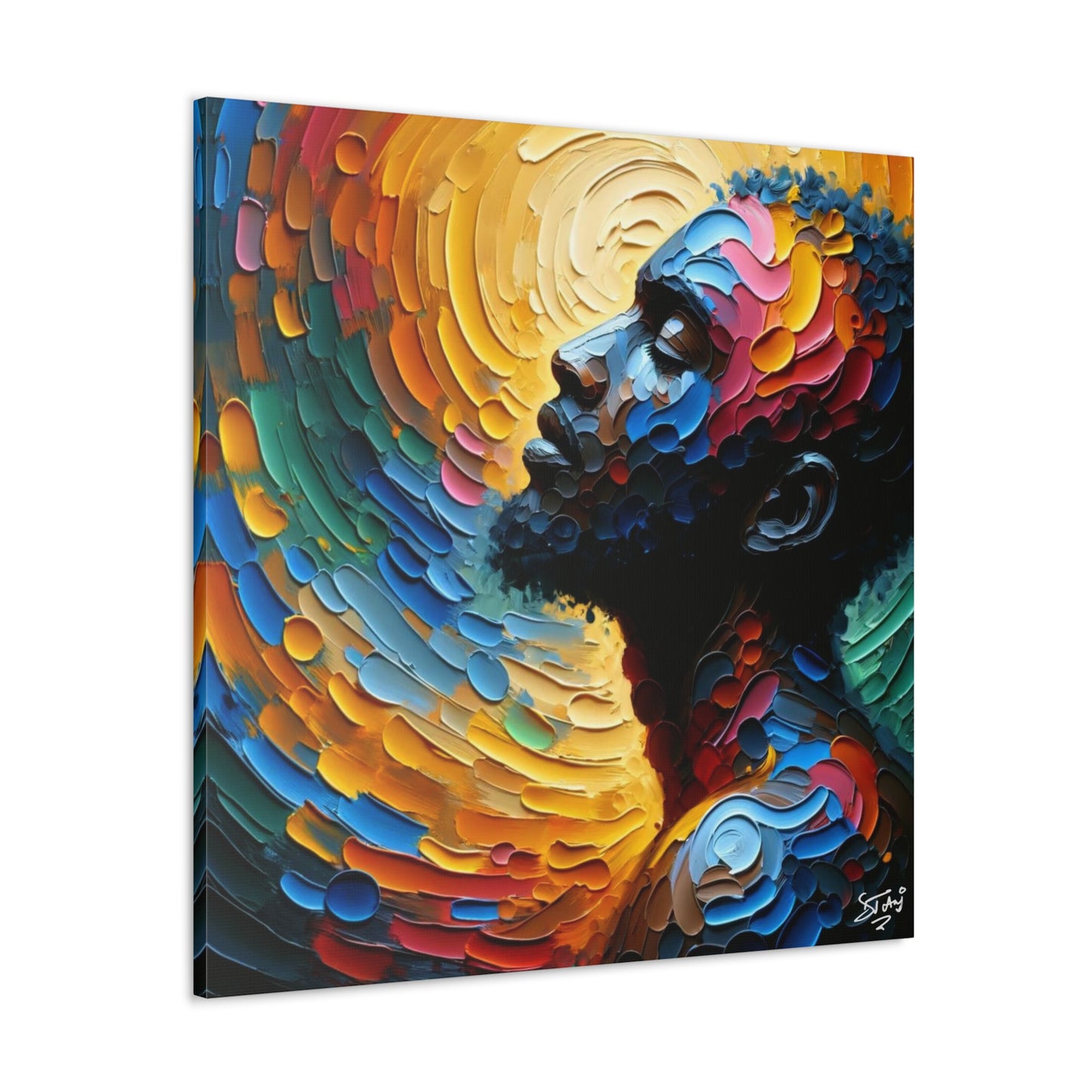 Art Print, Afro-Caribbean Man, "Deep in Thought," Oil Finish, West Indian Ethnicity, Cultural, Heritage, Abstract, Canvas Gallery Wrap