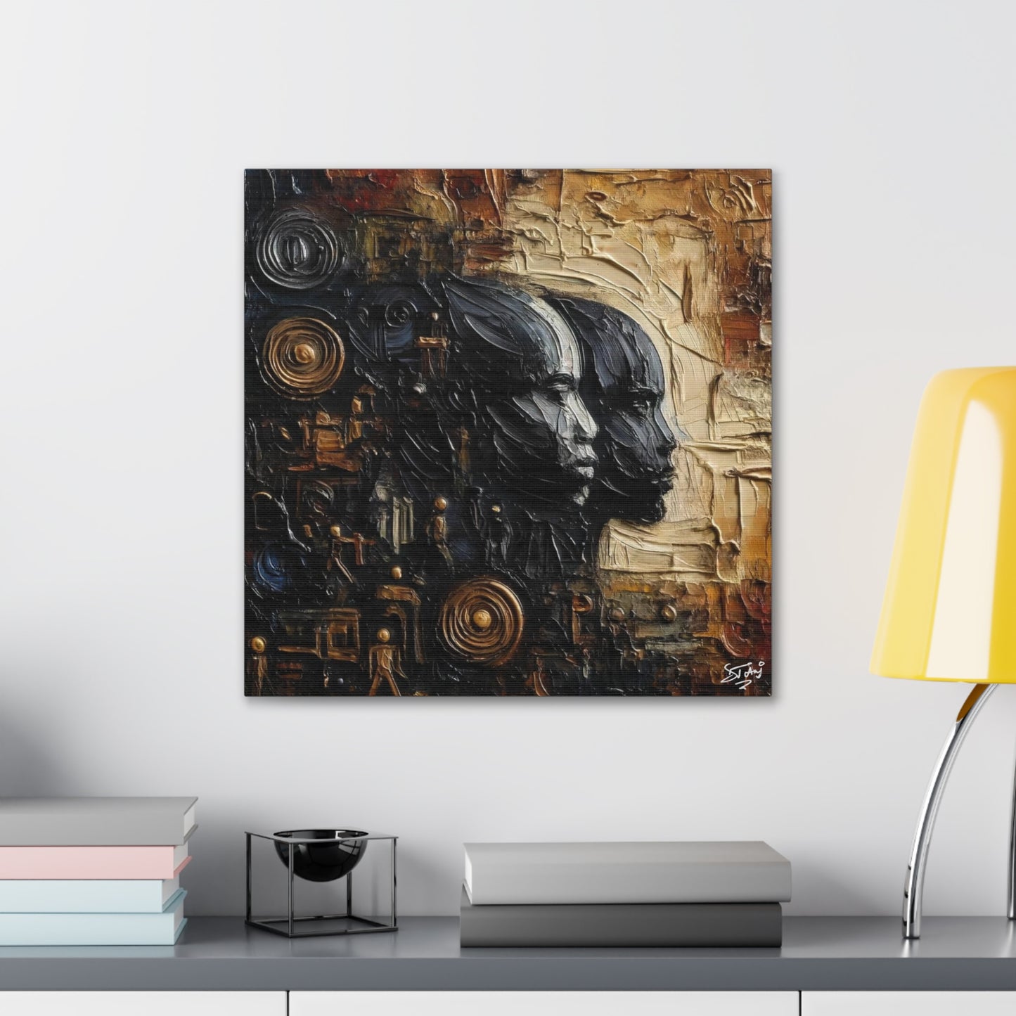 Art Print, African Men "In Abstraction," Black Roots, Oil Finish, Unity, One Love, Abstract, Canvas Gallery Wrap