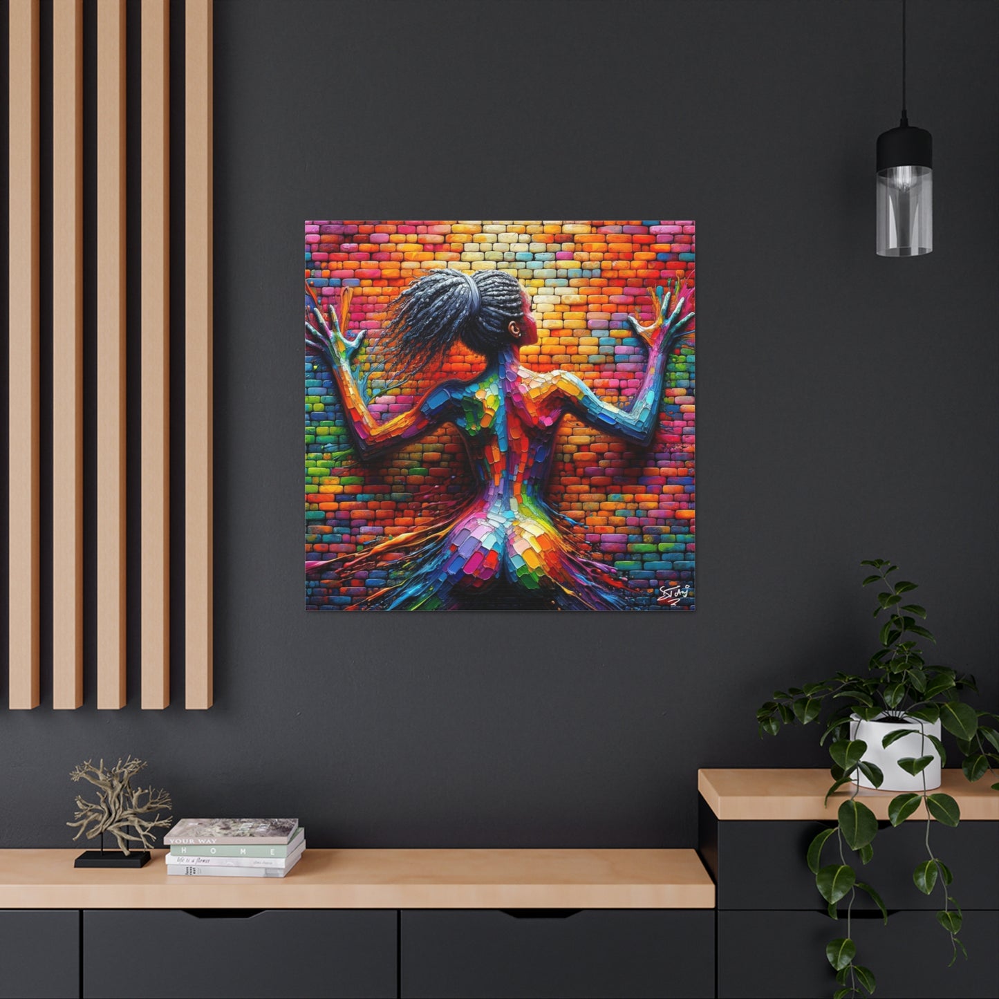 Art Print, Afro-Caribbean Woman, Oil Finish, West Indian Ethnicity, Cultural, Heritage, Semi-Abstract, Canvas Gallery Wrap