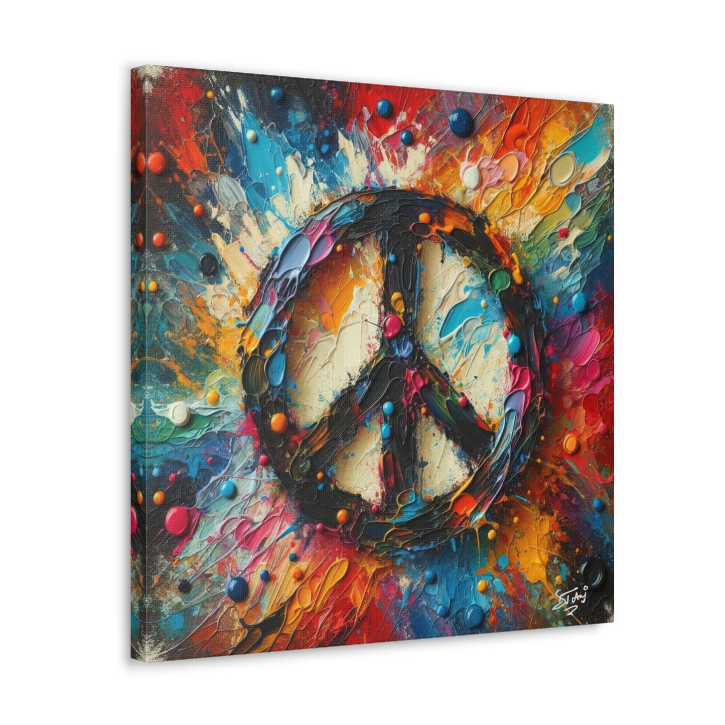 Art Print, "Peace" Oil Finish, Abstract, One Love, West Indian Ethnicity, Cultural, Heritage, Semi-Abstract, Canvas Gallery Wrap