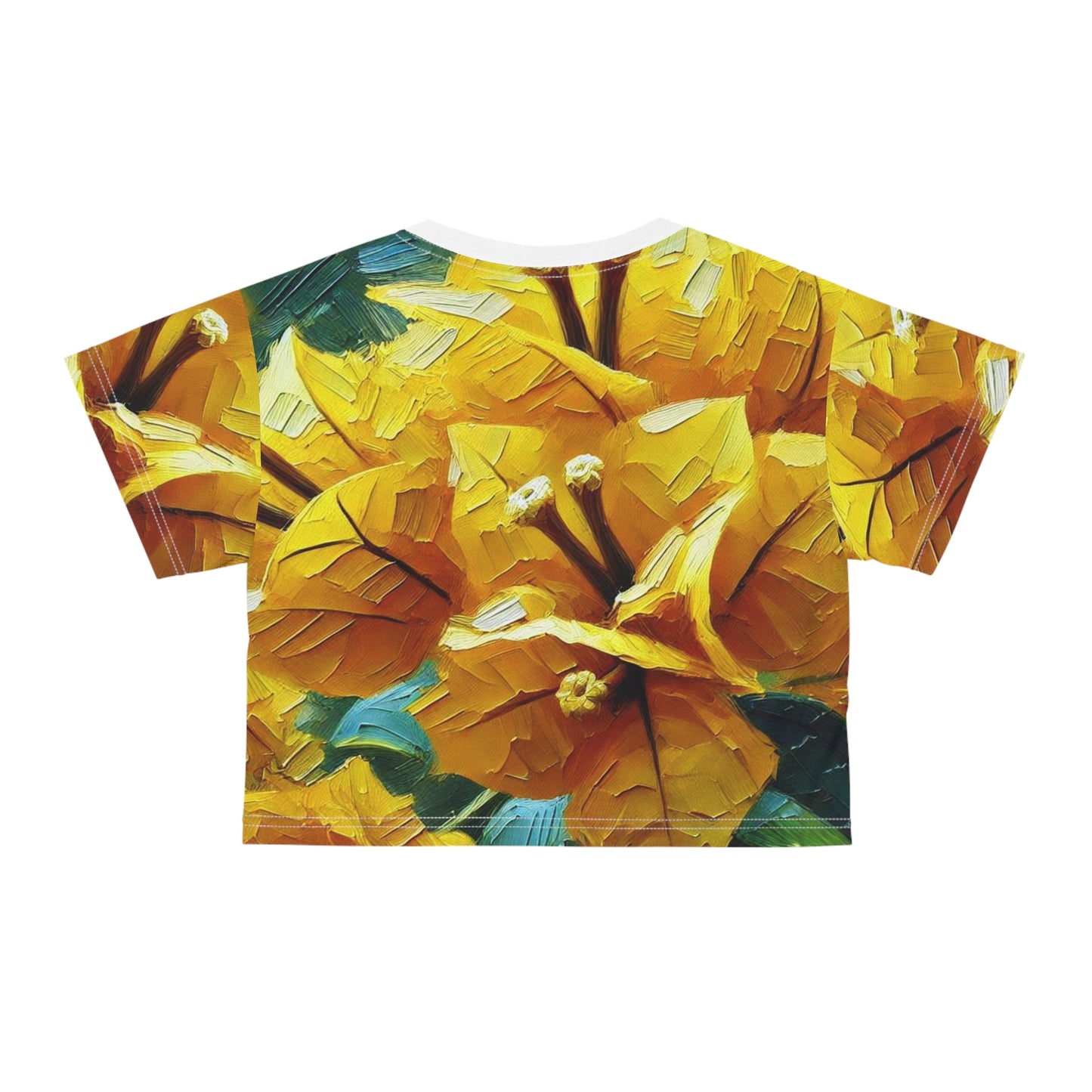 Women's Silky Soft Crop Tee (AOP) Yellow Floral Print