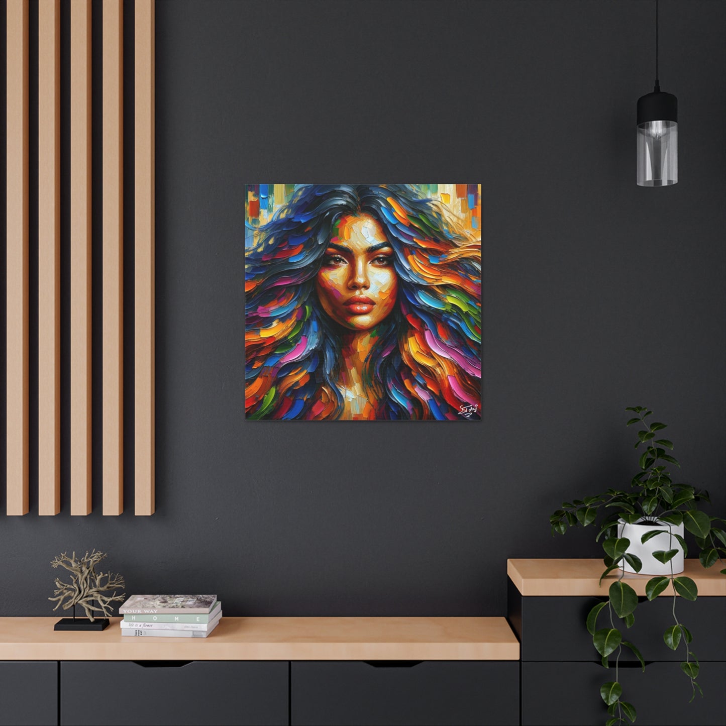 Art Print, Indo-Caribbean Woman, Oil Finish, West Indian Ethnicity, Cultural, Heritage, Semi-Abstract, Canvas Gallery Wrap