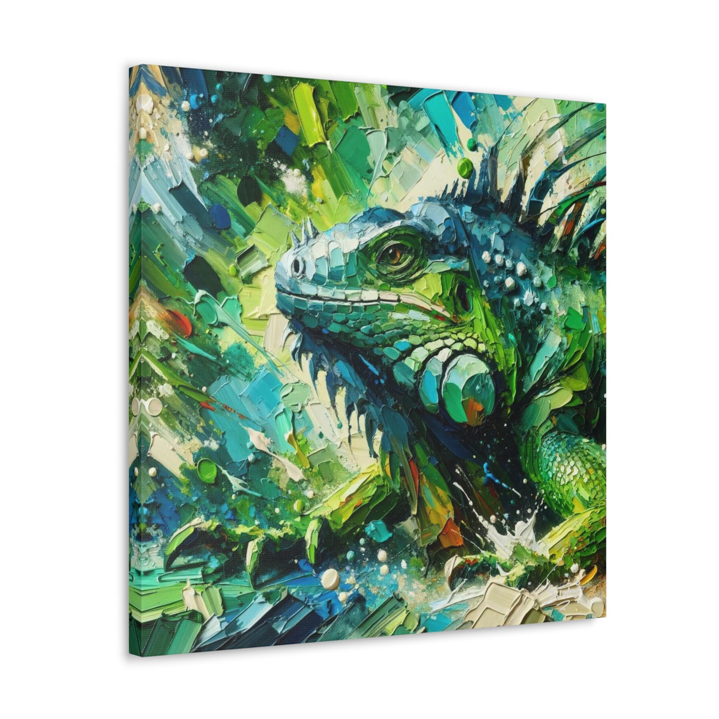 Art Print, Iguana, Caribbean Wildlife, Abstract Oil Finish, Caribbean Nature, Cultural, Heritage, Canvas Gallery Wrap