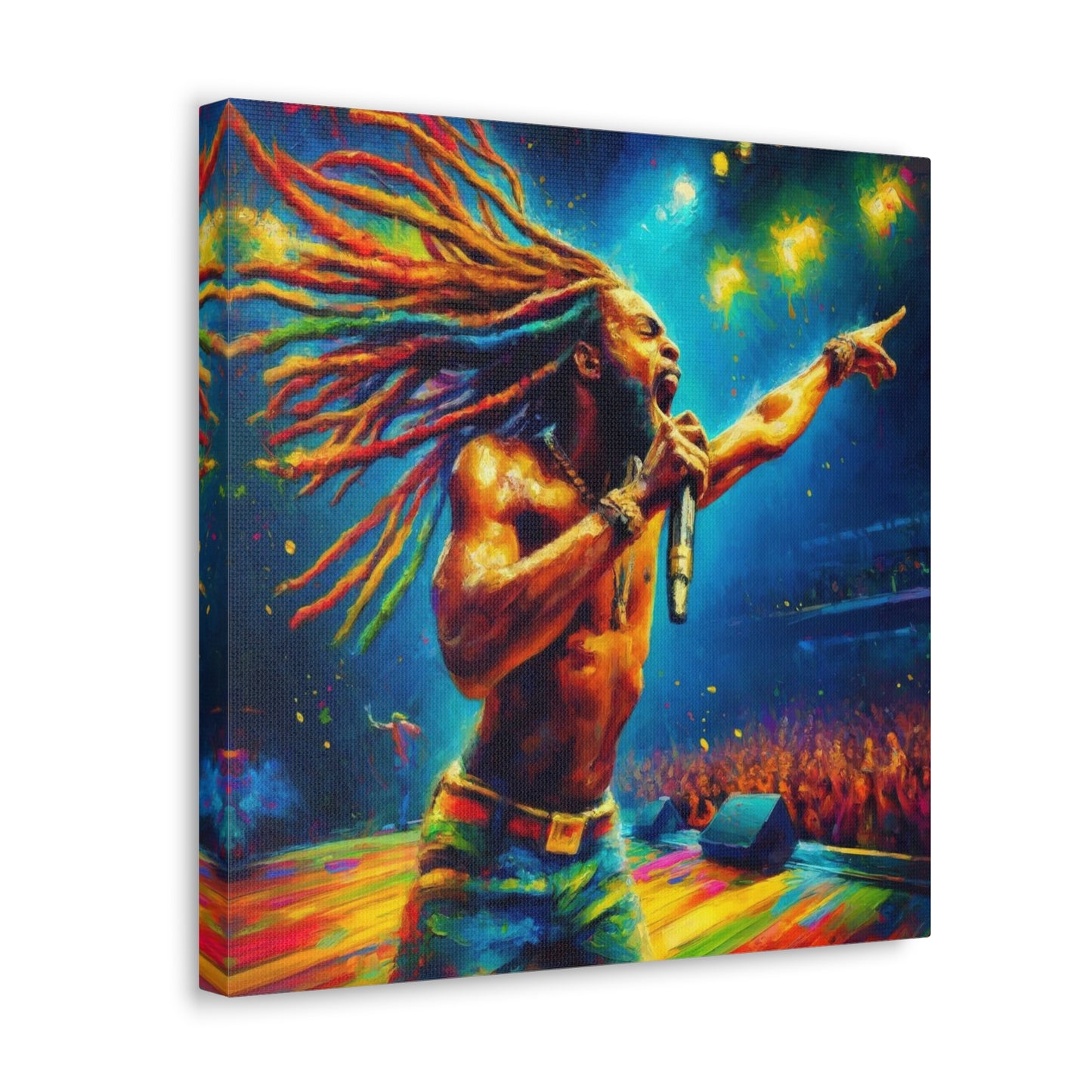 Art Print, Soca Artist, Oil Finish, West Indian Ethnicity, Cultural, Heritage, Semi-Abstract, Canvas Gallery Wrap