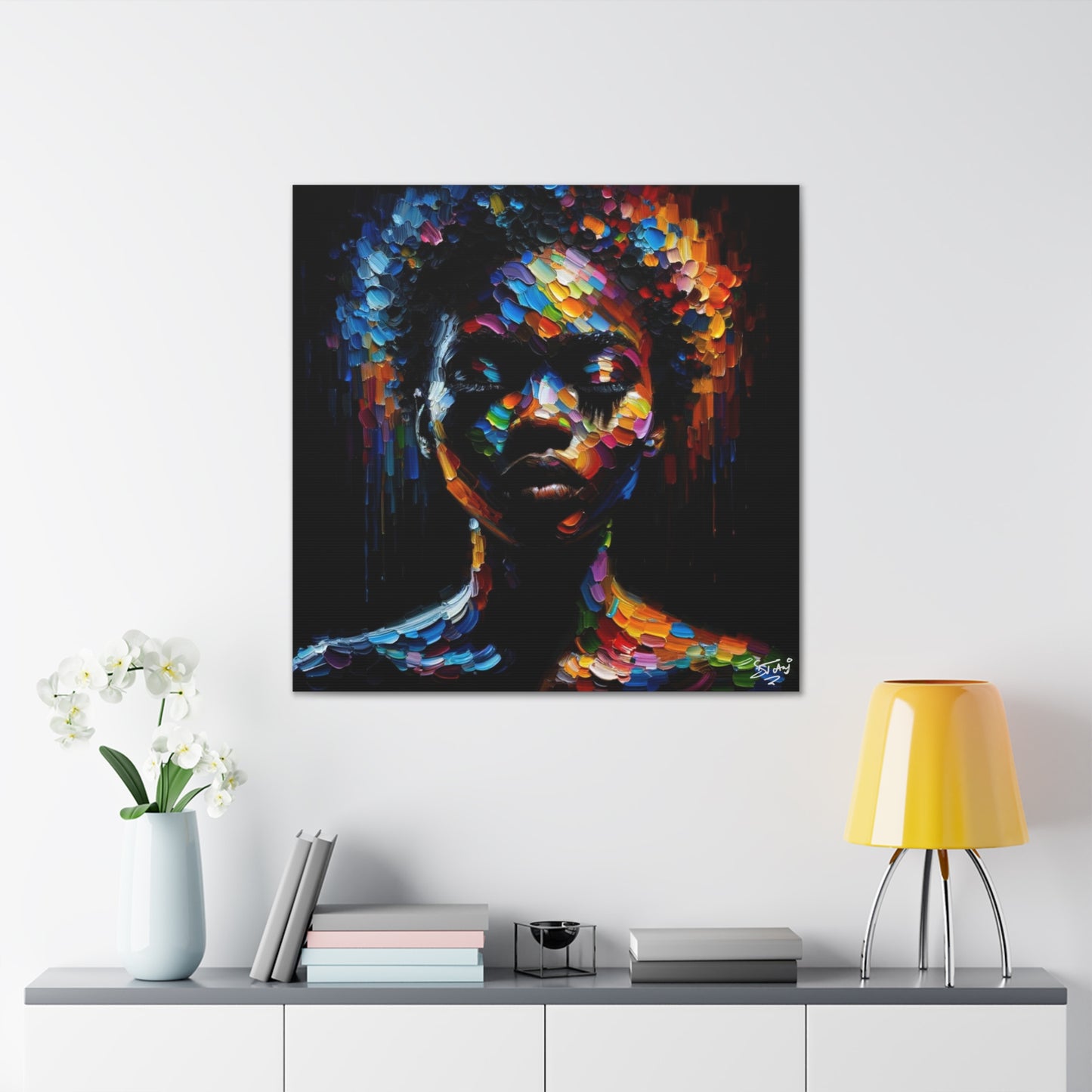 Art Print, Afro-Caribbean Woman "In Silhouette," Oil Finish, West Indian Ethnicity, Cultural, Heritage, Semi-Abstract, Canvas Gallery Wrap