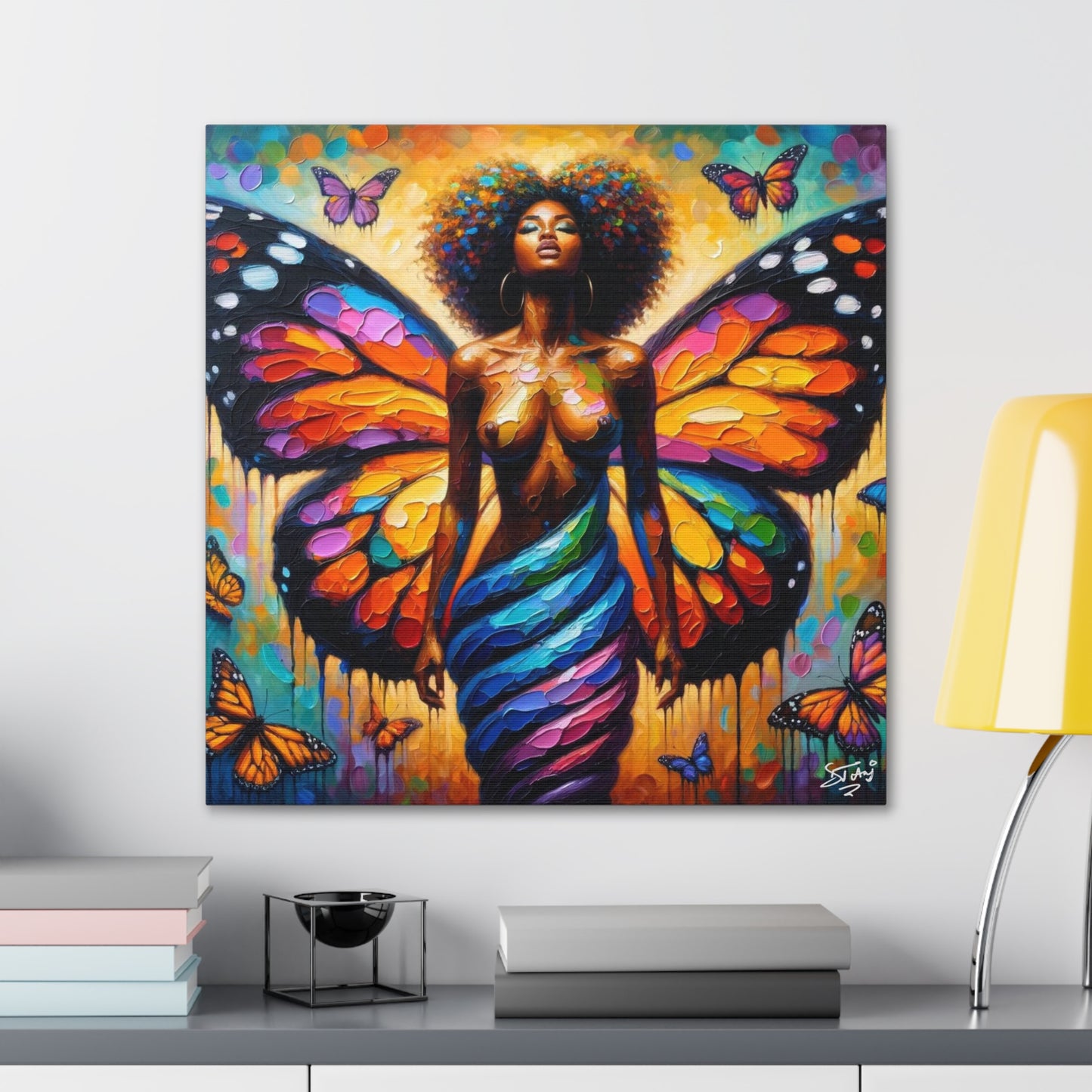 Art Print, Afro-Caribbean Woman, "Change is Growth," Oil Finish, West Indian Ethnicity, Cultural, Heritage, Semi-Abstract, Canvas Gallery Wrap