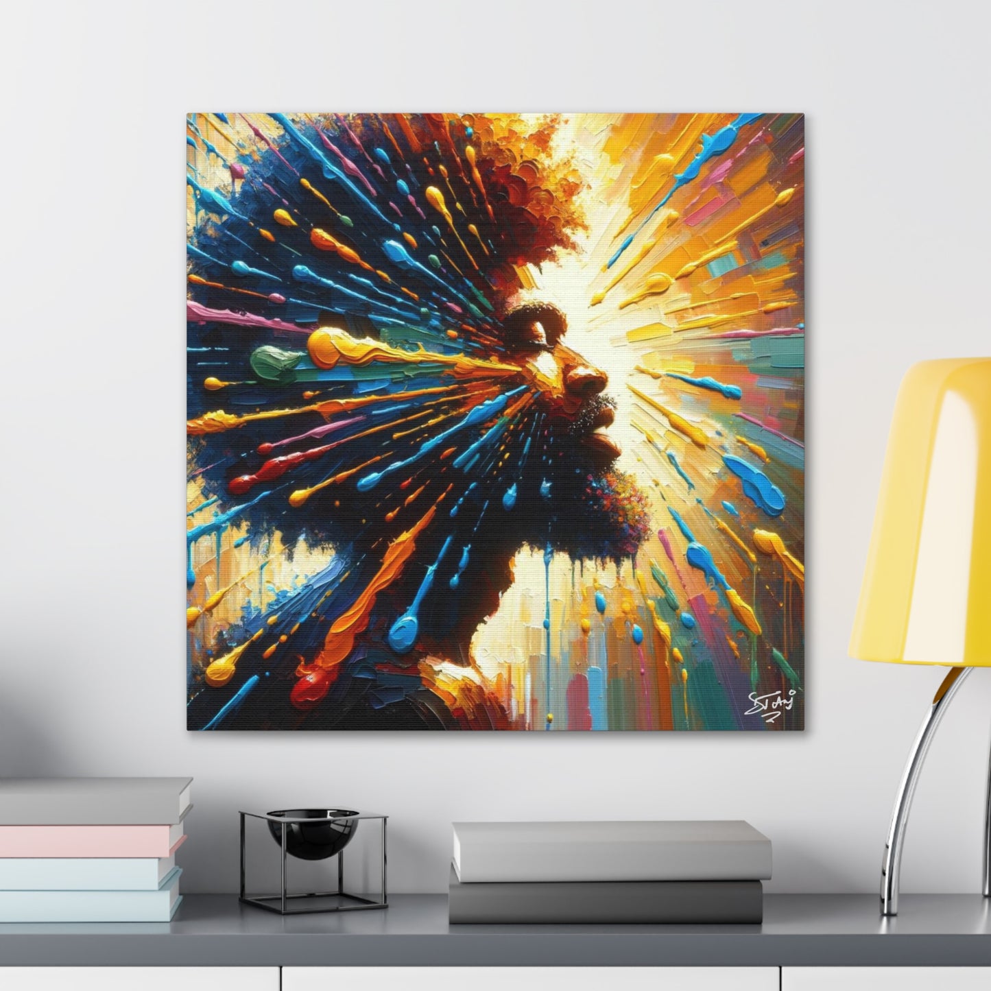 Art Print, Afro-Caribbean Man, "Seeing the Light" Oil Finish, West Indian Ethnicity, Cultural, Heritage, Abstract, Canvas Gallery Wrap