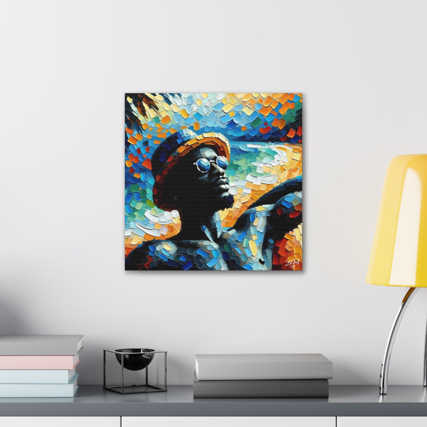 Art Print, Afro-Caribbean Man "In Silhouette," Oil Finish, West Indian Ethnicity, Cultural, Heritage, Semi-Abstract, Canvas Gallery Wrap