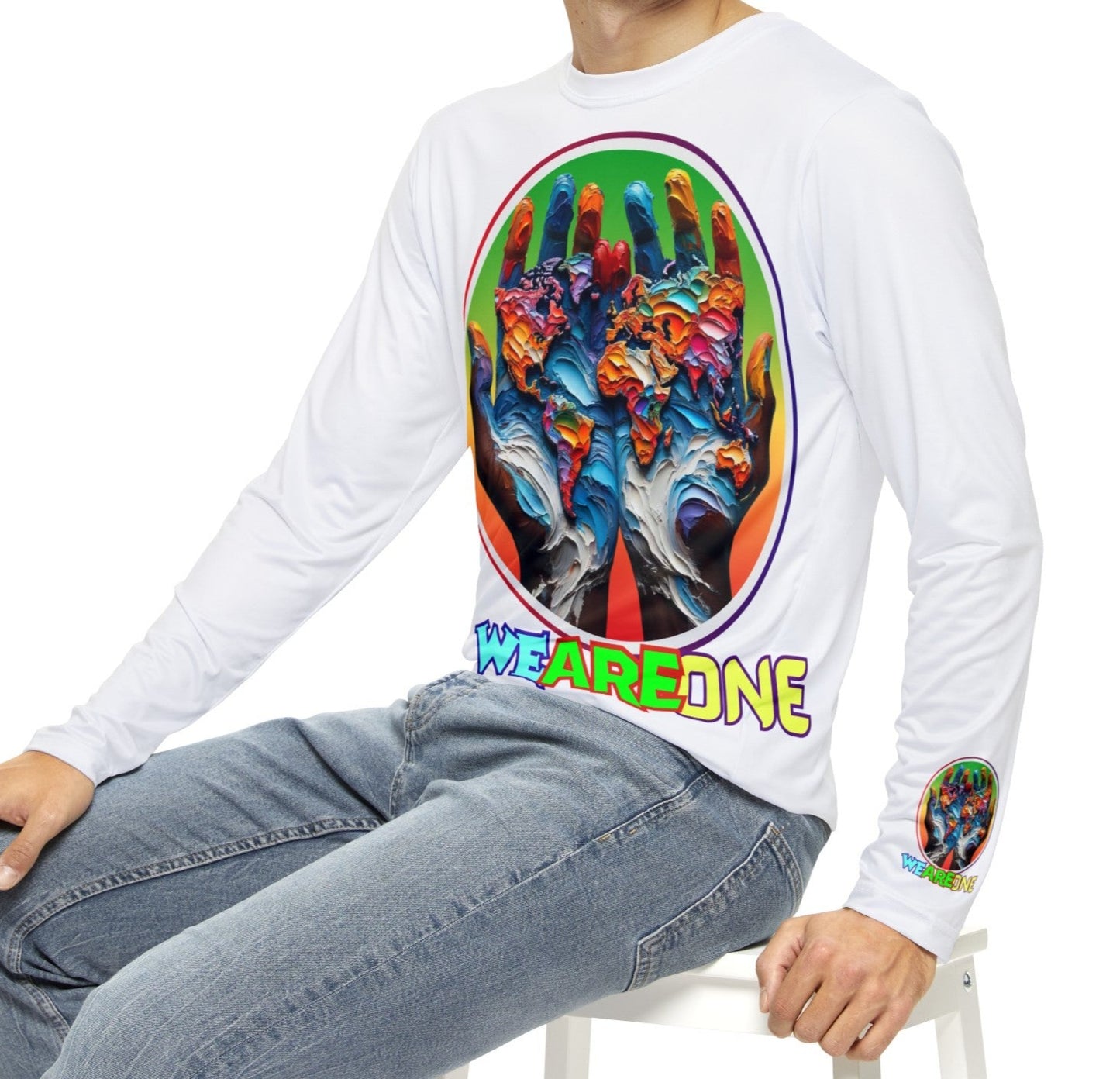 Men's Brushed Polyester Long Sleeve Shirt (AOP) "We Are One"