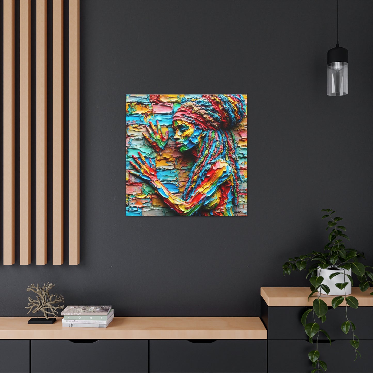 Art Print, Afro-Caribbean Woman, "Tryin' to Be Invisible" Abstract Oil Finish, West Indian Ethnicity, Cultural, Heritage, Abstract, Canvas Gallery Wrap