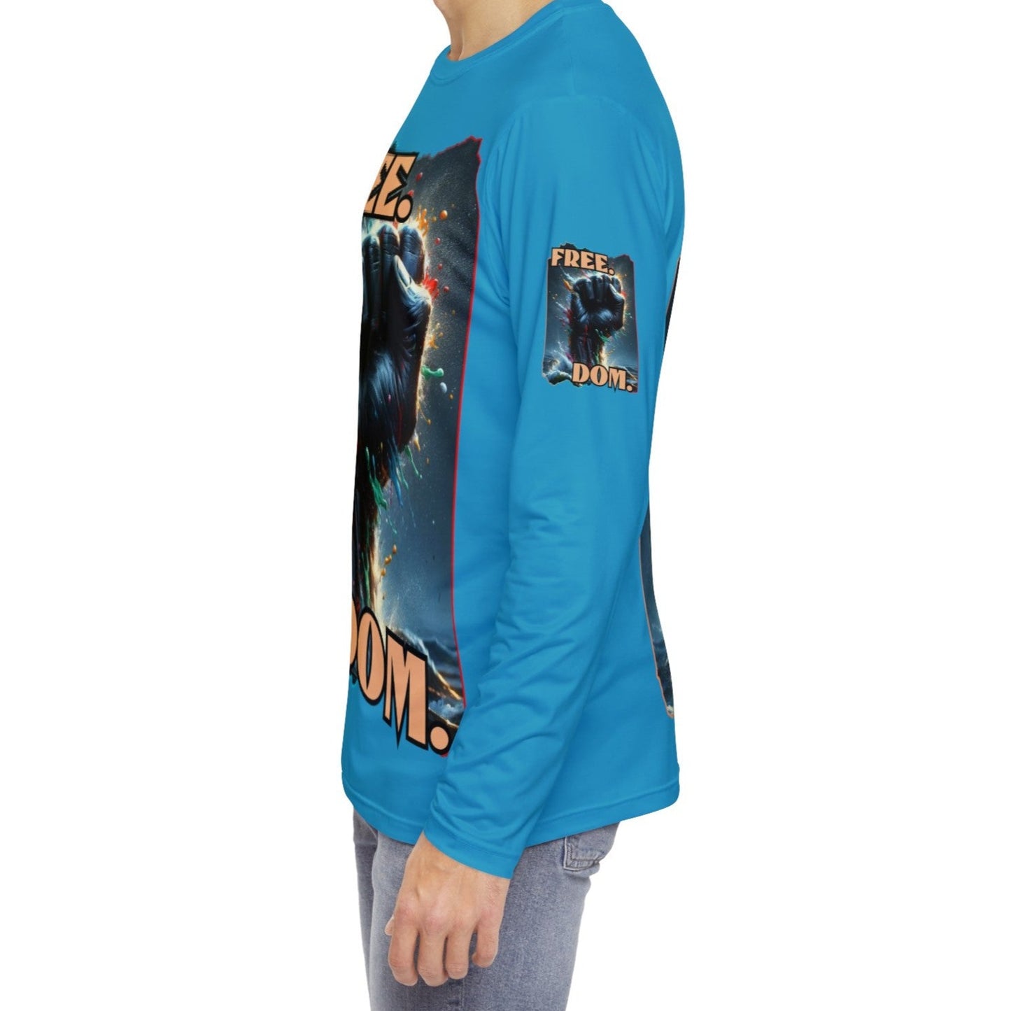 Men's Brushed Polyester Long Sleeve Shirt (AOP) "FREE.DOM."