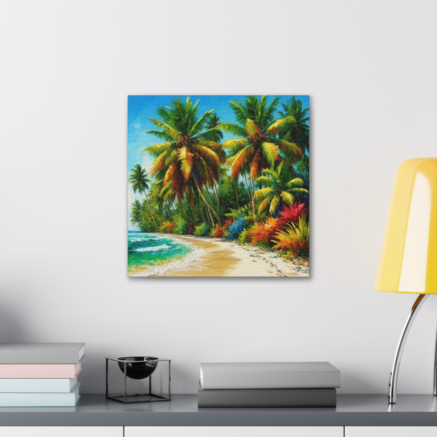 Art Print of Caribbean Beach Scene, Oil Painting, West Indian Art, Canvas Gallery Wraps