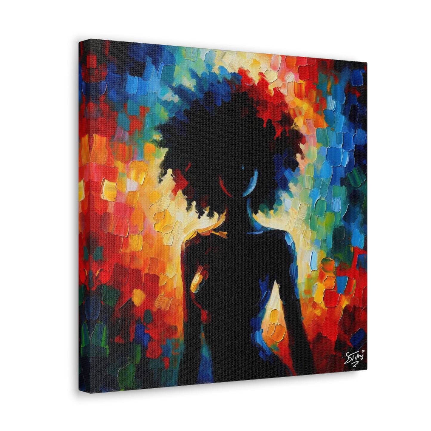 Art Print, Afro-Caribbean Woman, Silhouette, Oil Finish, West Indian Ethnicity, Cultural, Heritage, Abstract, Canvas Gallery Wrap