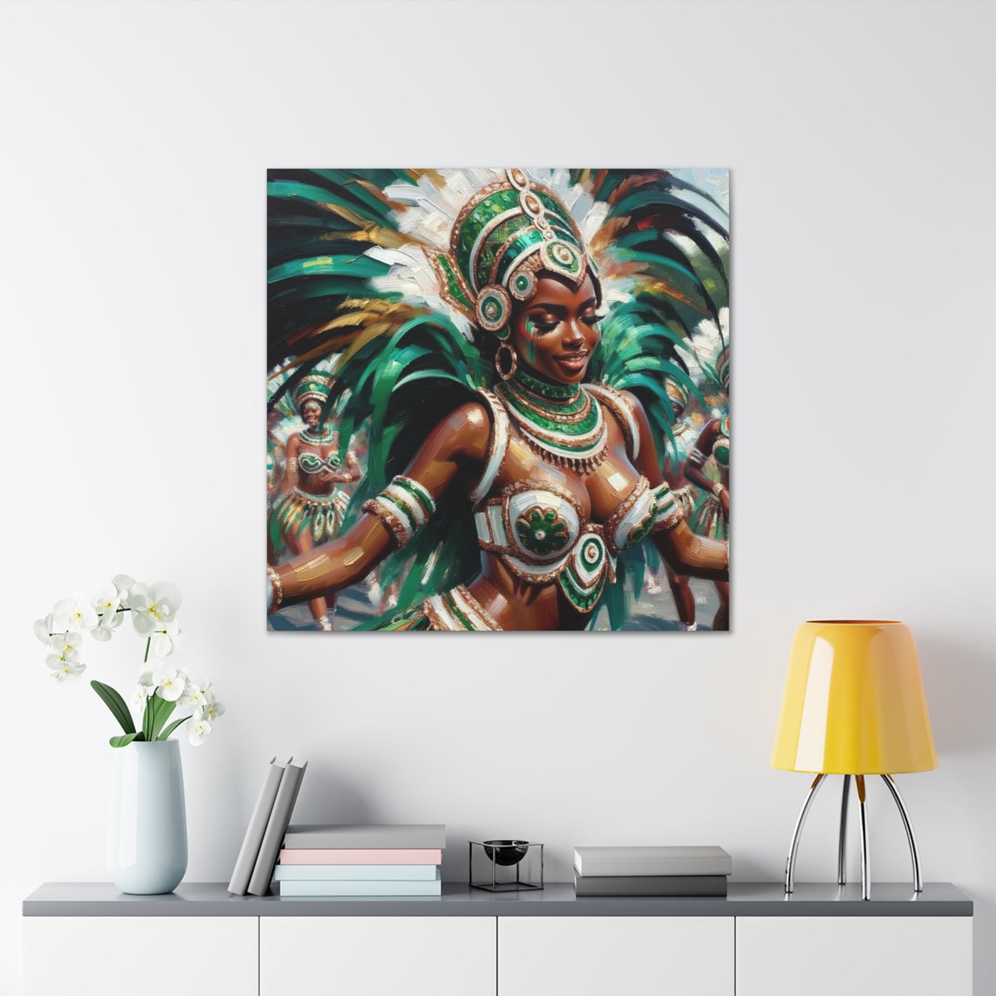 Art Print, Trini Masquerader, Carnival, Oil Finish, West Indian Ethnicity, Cultural, Heritage, Afro Caribbean Woman, Canvas Gallery Wrap