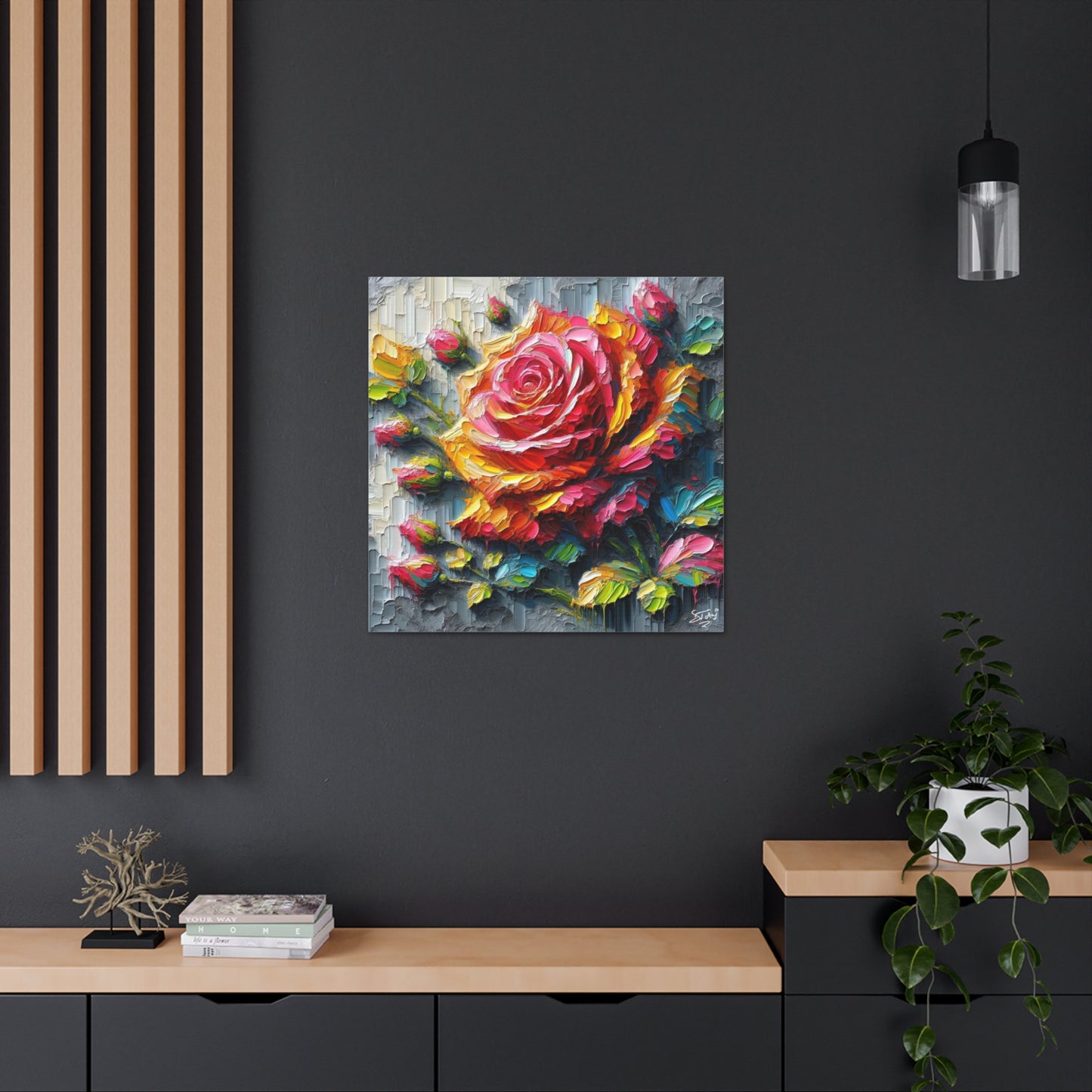 Art Print, Caribbean Flowers, Oil Finish, Caribbean Nature, Cultural, Heritage, Semi-Abstract, Canvas Gallery Wrap