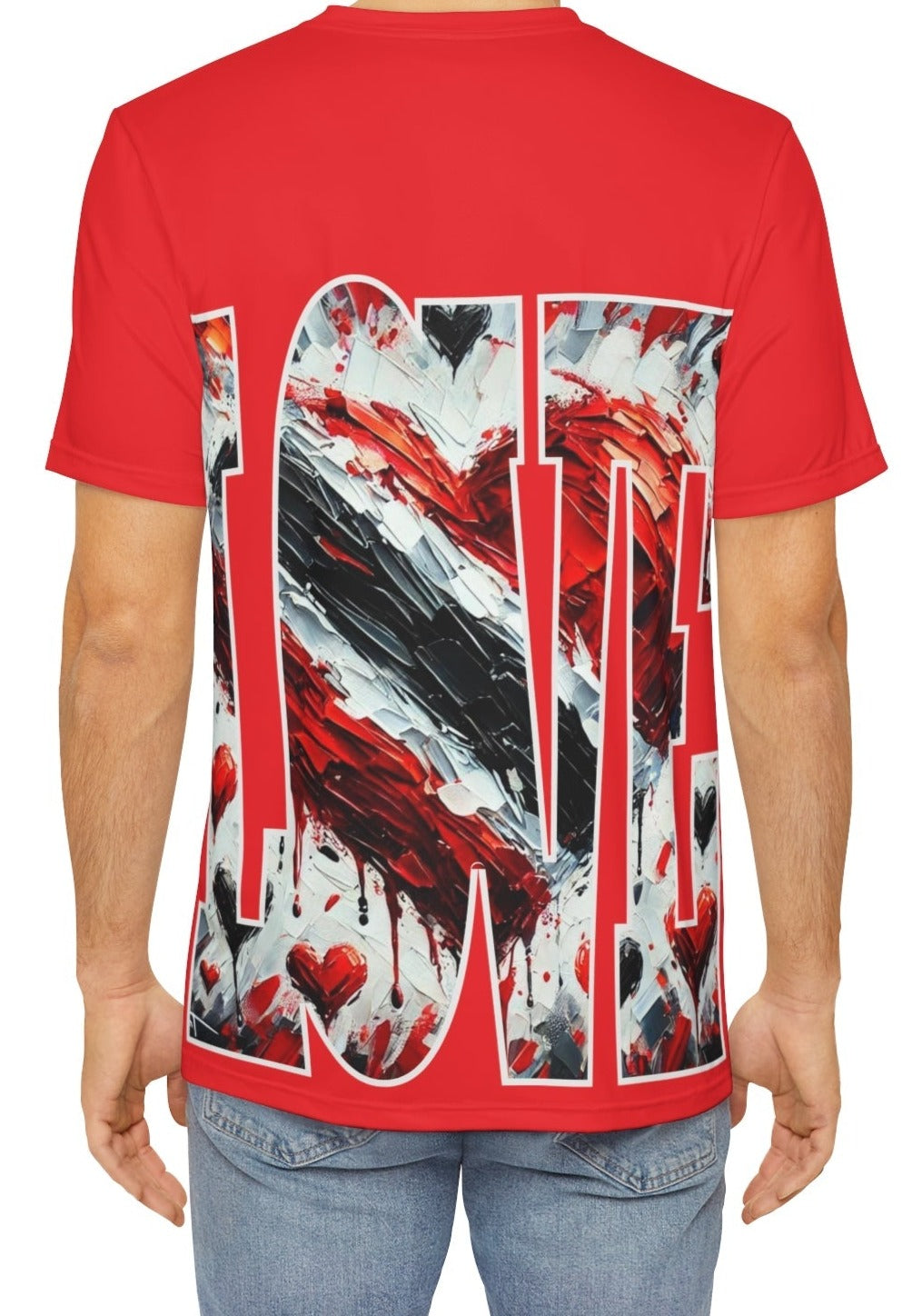 Men's Brushed Polyester Short Sleeve Tee (AOP), "Love Trinidad" "Trini Pride"