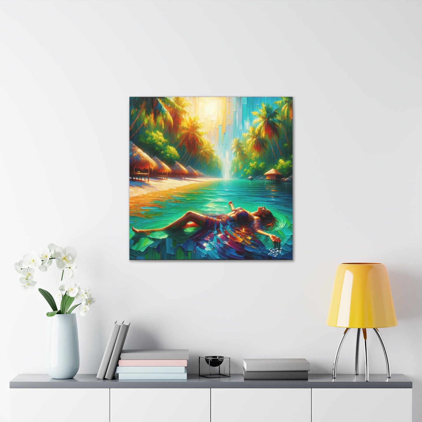 Art Print, Indo-Caribbean Woman, "Floating" Oil Finish, West Indian Ethnicity, Cultural, Heritage, Abstract, Canvas Gallery Wrap