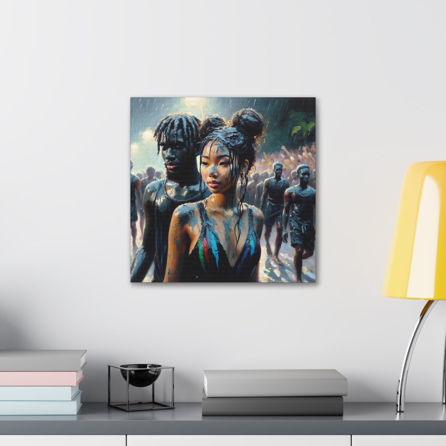 Art Print of Jouvert Morning, Afro-Caribbean Couple#5, Oil Finish, West Indian Ethnicity, Cultural, Heritage, Canvas Gallery Wraps