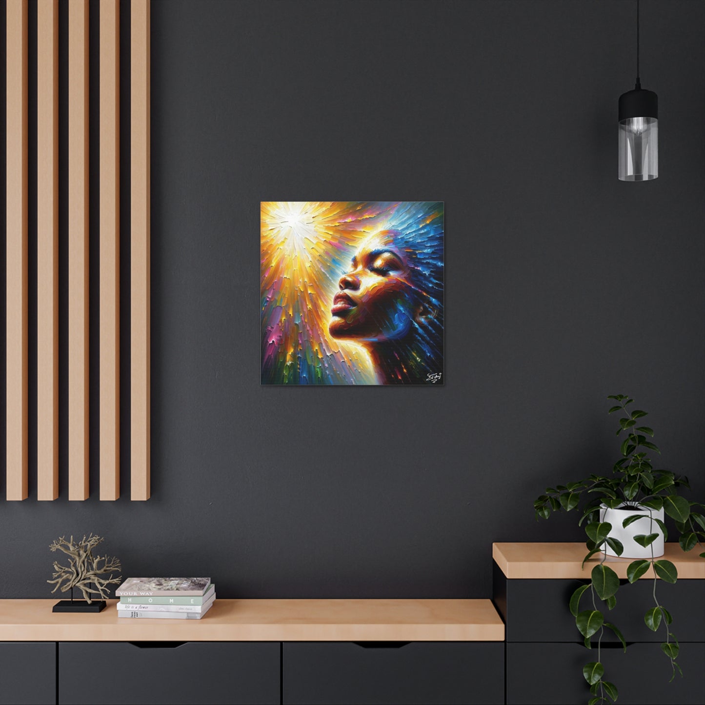 Art Print, Afro-Caribbean Woman, "Seeing the Light" Oil Finish, West Indian Ethnicity, Cultural, Heritage, Abstract, Canvas Gallery Wrap