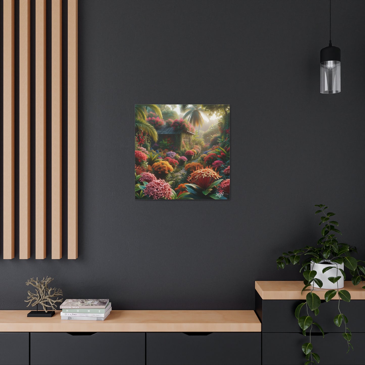 Oil Print of Ixora Garden in The Caribbean, Vibrant and Vivid Colors of Ixora flowers, Trinidad and Tobago, Canvas Gallery Wraps