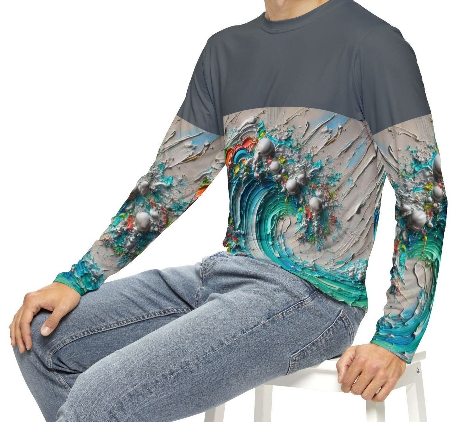 Men's Brushed Polyester Long Sleeve Shirt (AOP) Abstract Paint Print