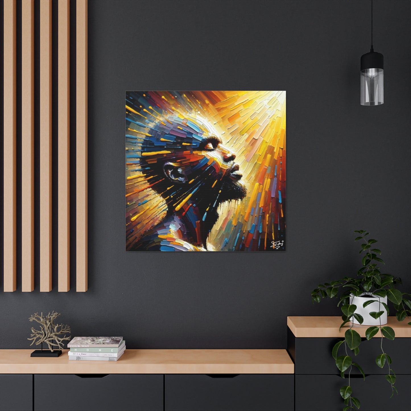 Art Print, Afro-Caribbean Man, "Bright Light" Oil Finish, West Indian Ethnicity, Cultural, Heritage, Abstract, Canvas Gallery Wrap