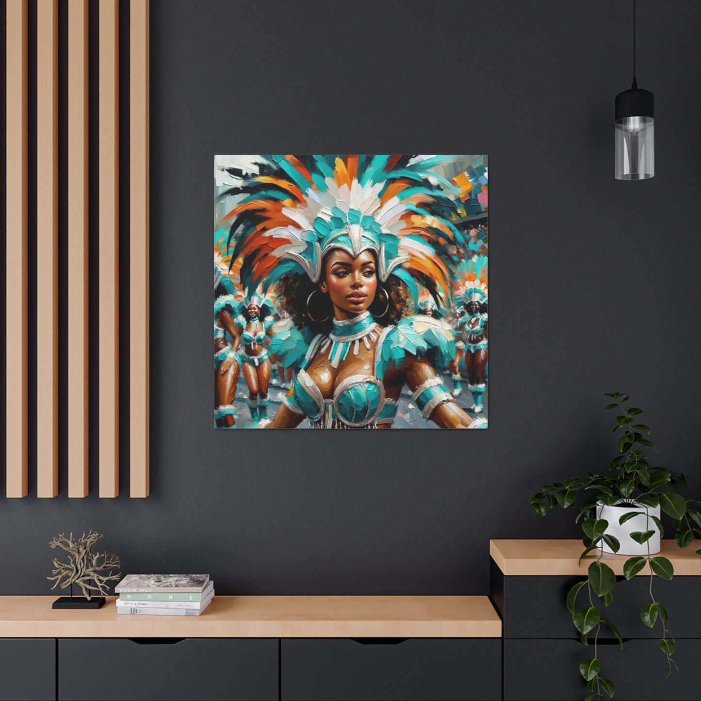 Art Print#6 of Trini Masquerader, Carnival, Oil Finish, West Indian Ethnicity, Cultural, Heritage, Art, Black Woman, Canvas Gallery Wraps