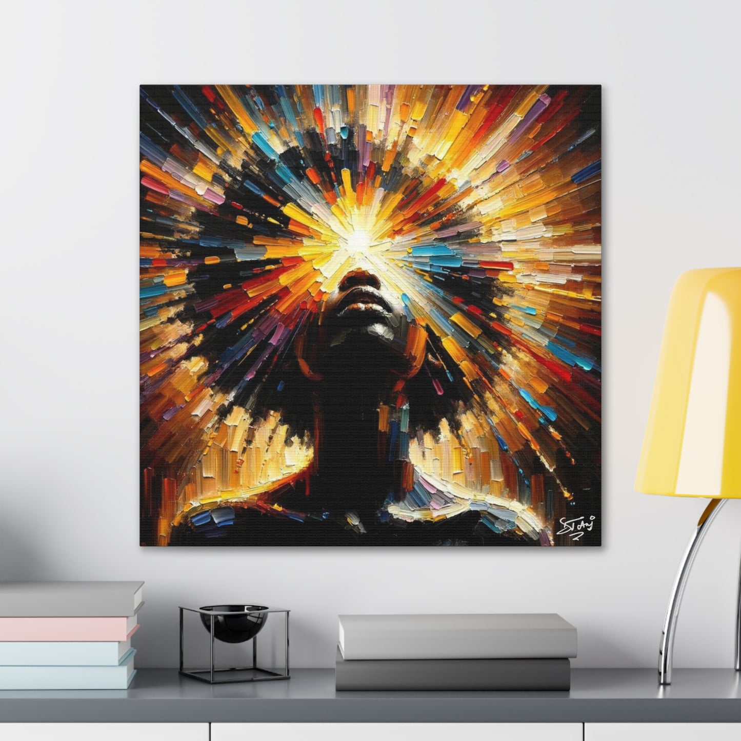 Art Print, Afro-Caribbean Woman, "Too Bright to See" Oil Finish, West Indian Ethnicity, Cultural, Heritage, Abstract, Canvas Gallery Wrap