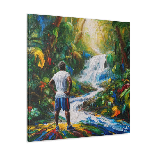 Art Print of Waterfall Scene, West Indian Art, Canvas Gallery Wraps