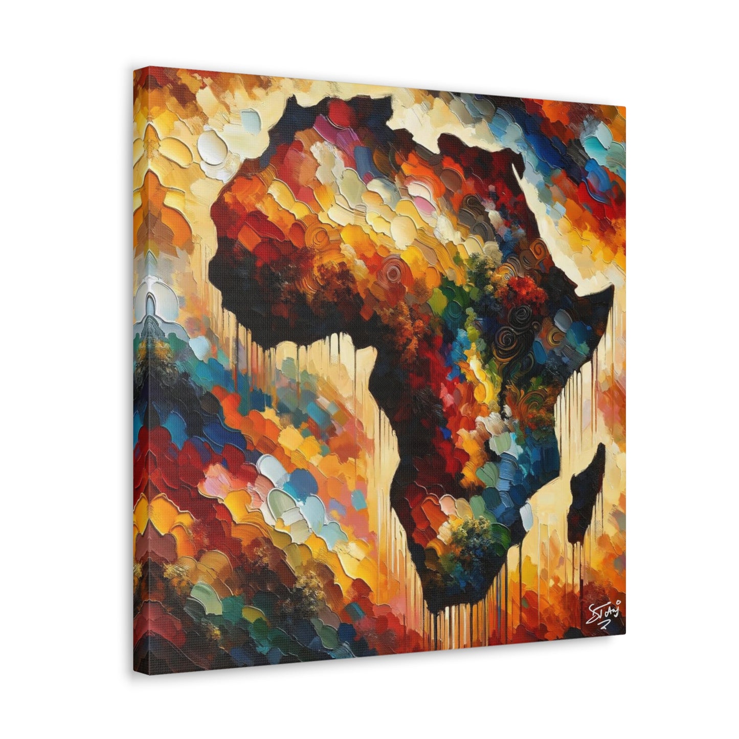 Art Print, "Africa" Oil Finish, West Indian Ethnicity, Cultural, Heritage, Abstract, Canvas Gallery Wrap