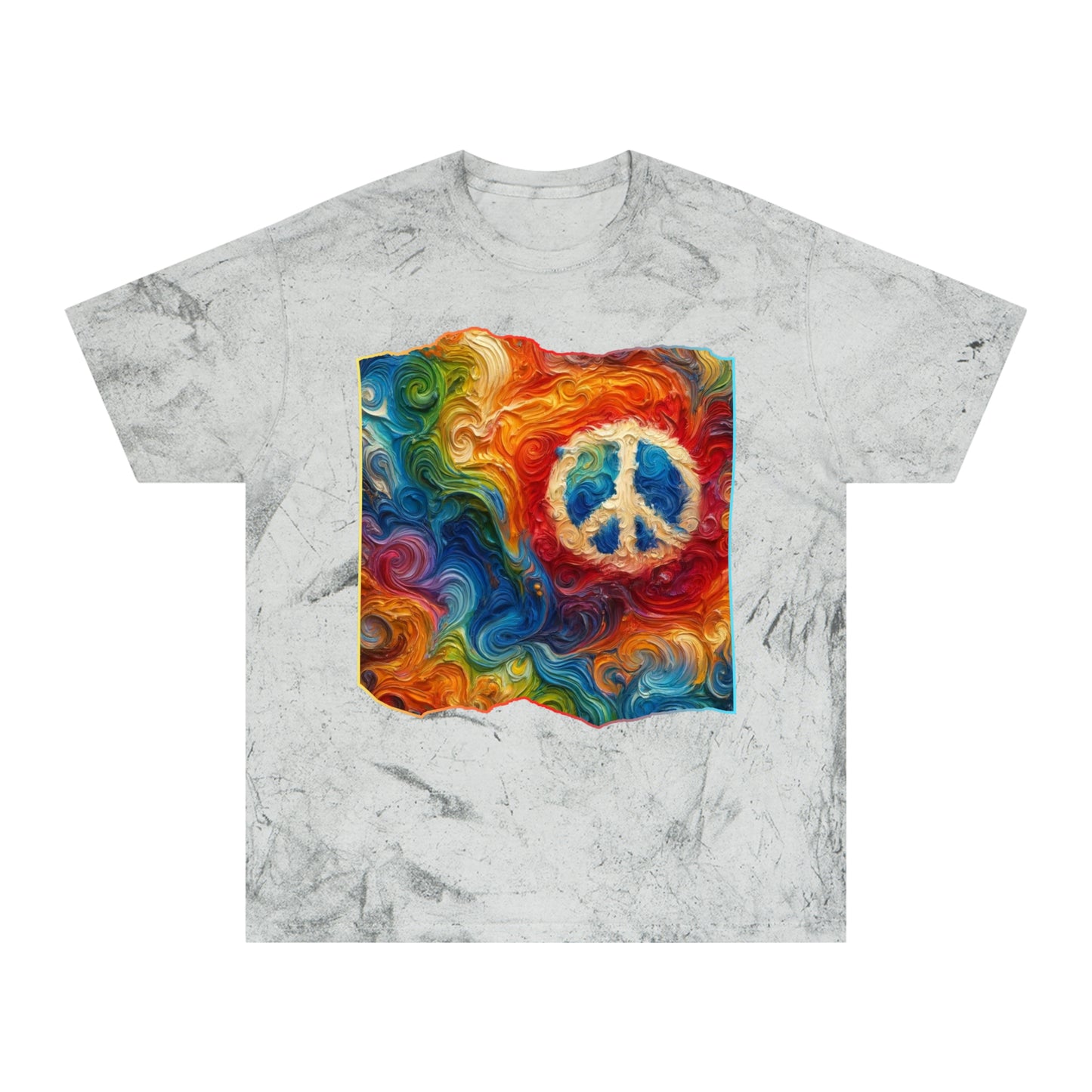 Unisex Color Blast T-Shirt "Peace" One World, Self-Love, Anti-Racism, One Love, Unity, Inclusion, Diversity, Immigrant Outsiders, Cultural Identity, Black Excellence Empowerment Inspiration, FashionWithPurpose, ConsciousClothing