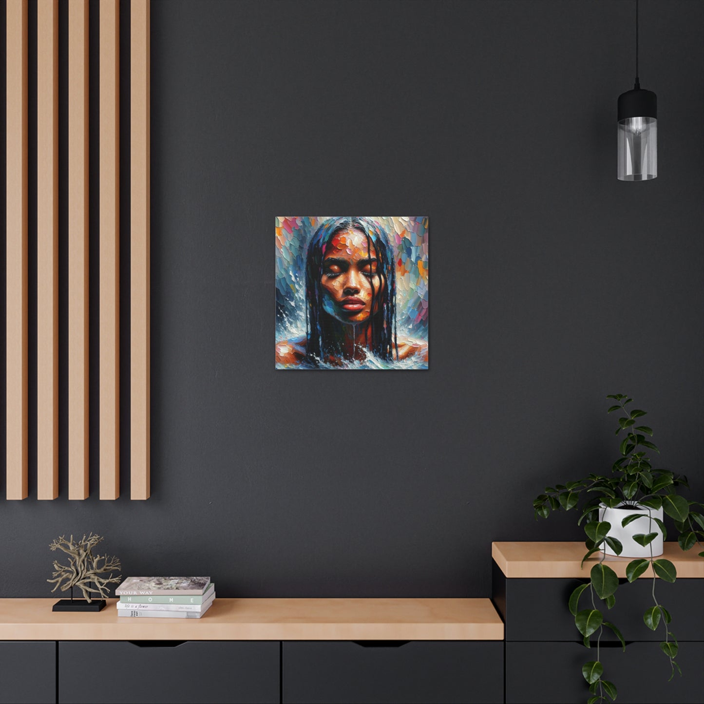 Art Print#7 of Trini Woman - Chilling in the Caribbean Sea, Oil Finish, West Indian Ethnicity, Cultural, Heritage Art, Canvas Gallery Wraps