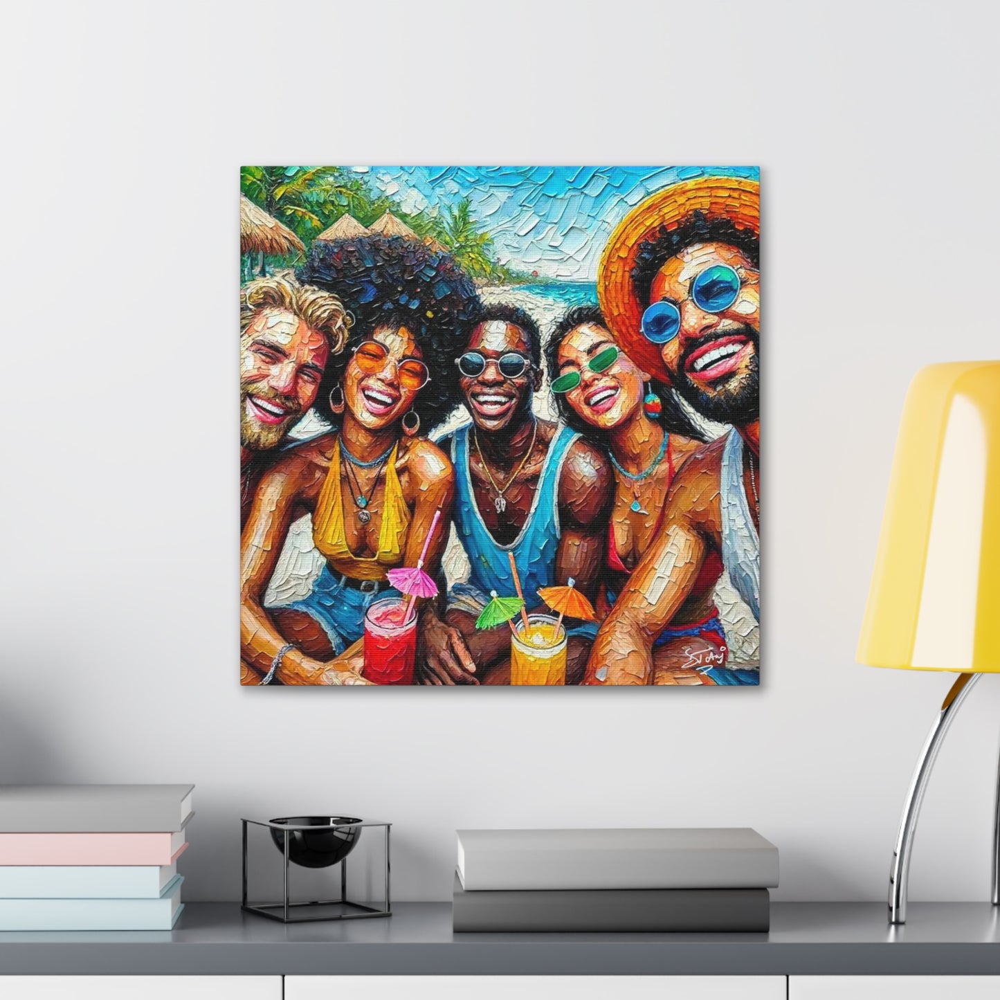 Art Print, Caribbean People, "Melting Pot" Oil Finish, West Indian Ethnicity, Cultural, Heritage, Abstract, Canvas Gallery Wrap