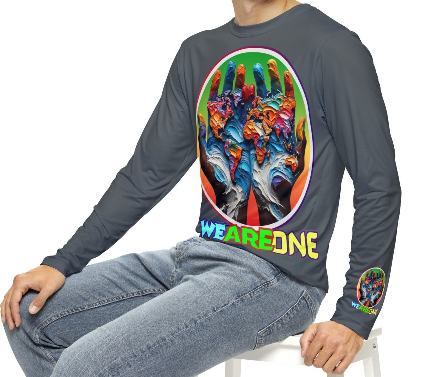 Men's Brushed Polyester Long Sleeve Shirt (AOP) "We Are One"