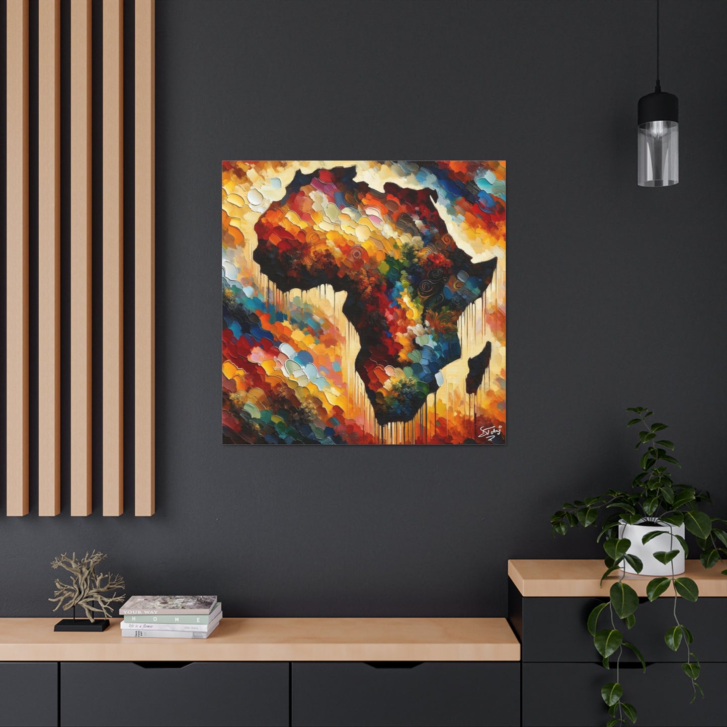 Art Print, "Africa" Oil Finish, West Indian Ethnicity, Cultural, Heritage, Abstract, Canvas Gallery Wrap