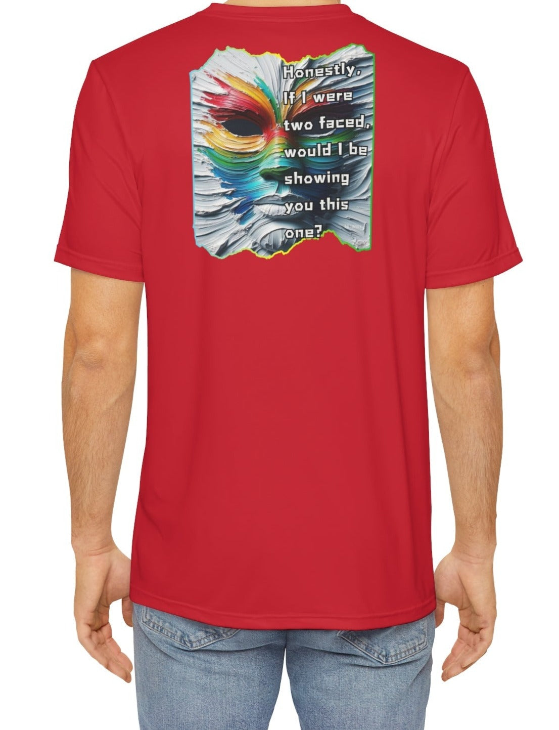 Men's Brushed Polyester Short Sleeve Tee (AOP), "Two Faced"