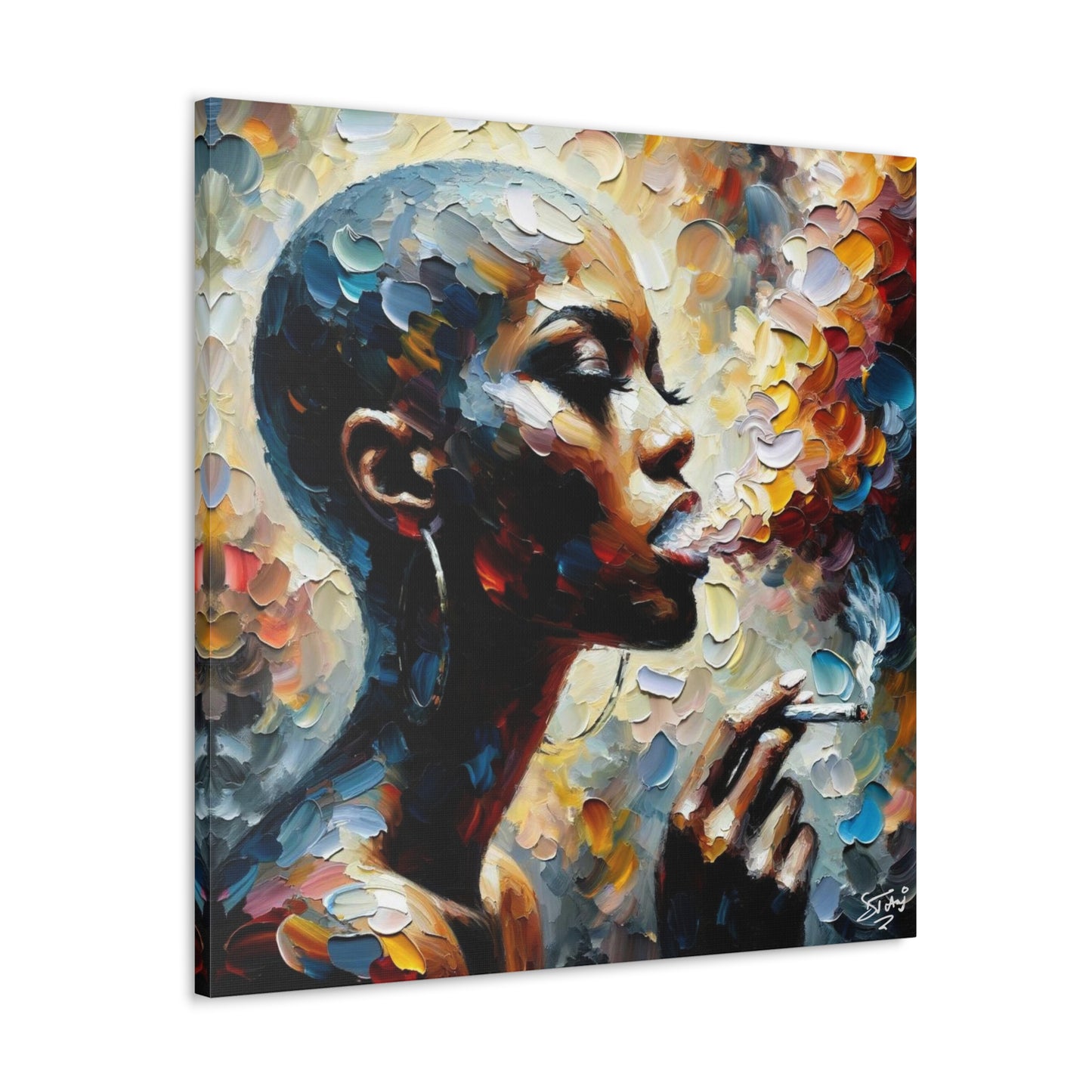 Art Print, Afro-Caribbean Woman, "Confident" Oil Finish, West Indian Ethnicity, Cultural, Heritage, Abstract, Canvas Gallery Wrap