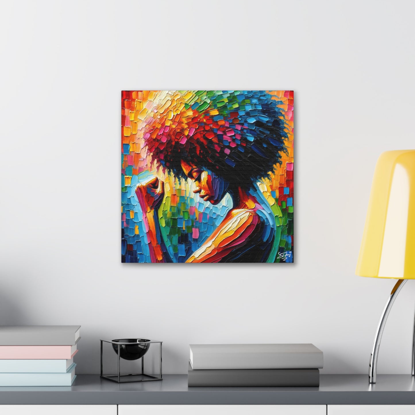 Art Print, Afro-Caribbean Woman, Black Power, Oil Finish, West Indian Ethnicity, Cultural, Heritage, Semi-Abstract, Canvas Gallery Wrap