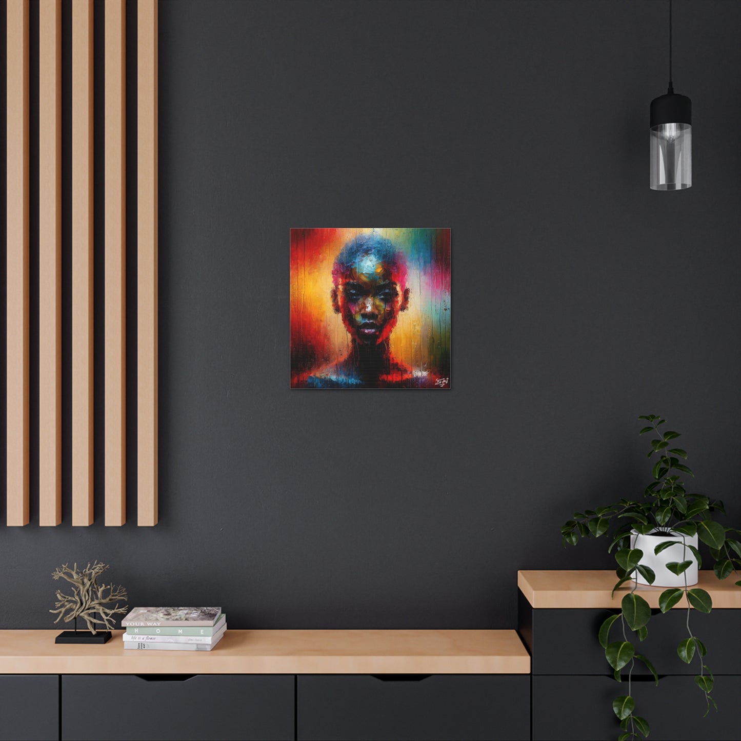 Art Print, Afro-Caribbean Woman in Sauna (2), Oil Finish, West Indian Ethnicity, Cultural, Heritage, Semi-Abstract, Canvas Gallery Wrap