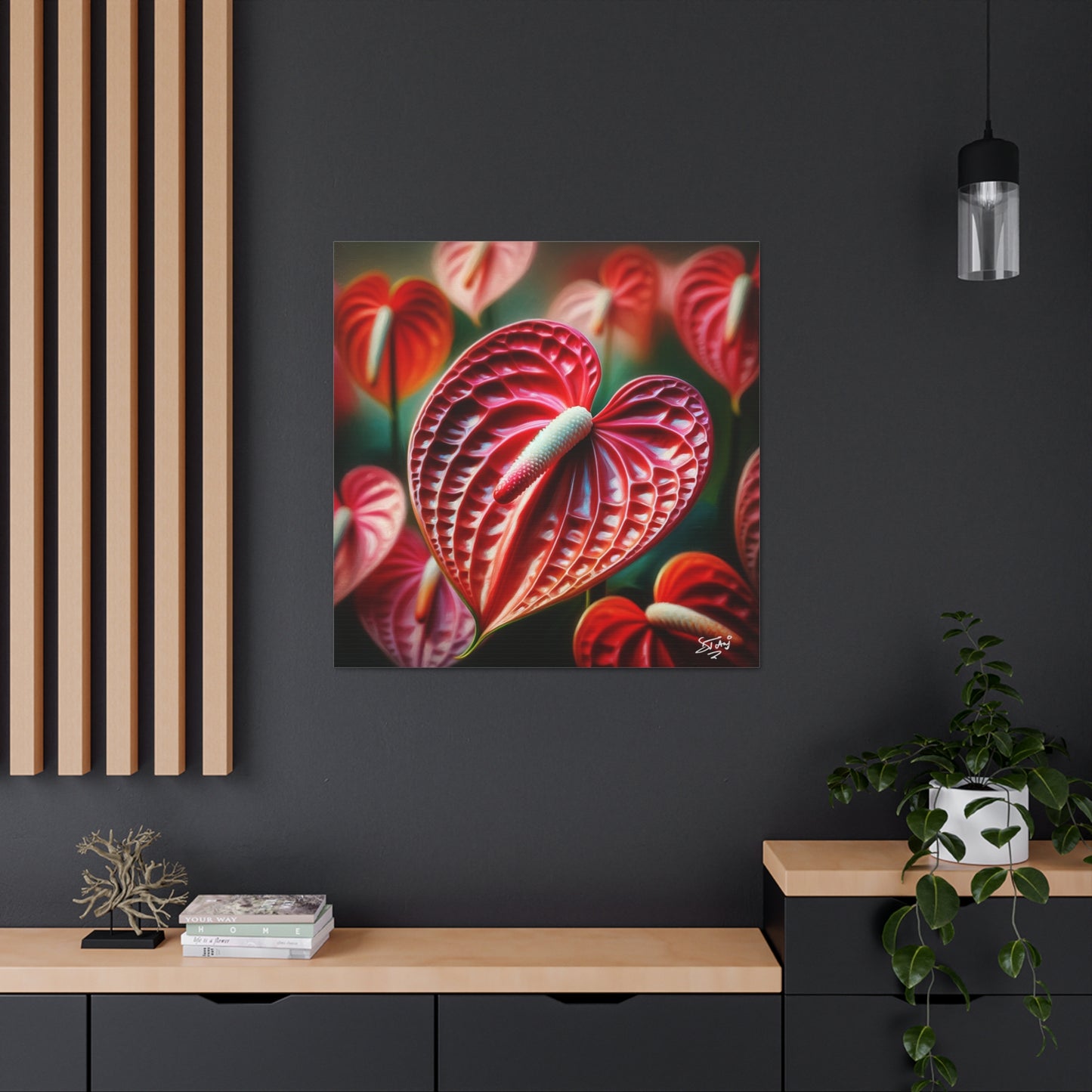 Print #2 of Anthurium flowers with a vibrant, oil-painted finish, Canvas Gallery Wraps