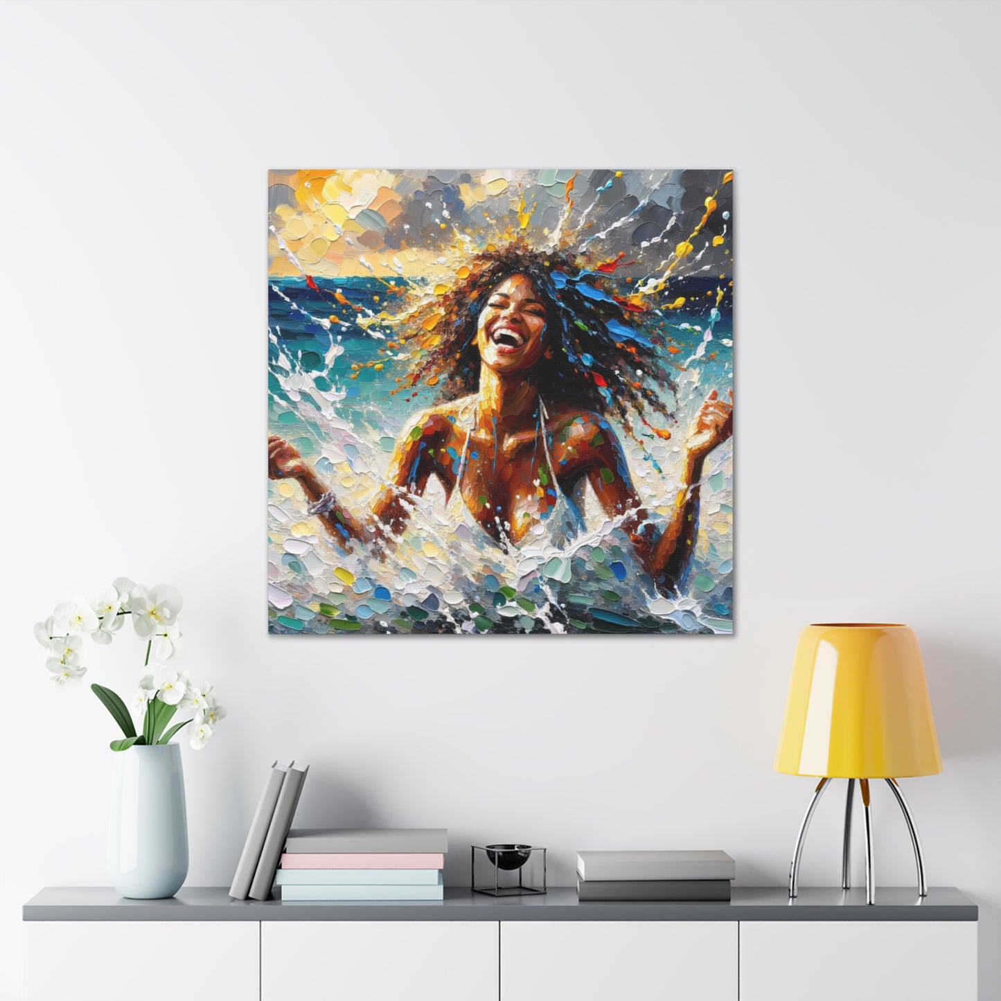 Art Print of Dougla Woman's Exhilaration Captured - Joy, Laughter, Color, Caribbean, Oil Finish, West Indian Art, Canvas Gallery Wraps