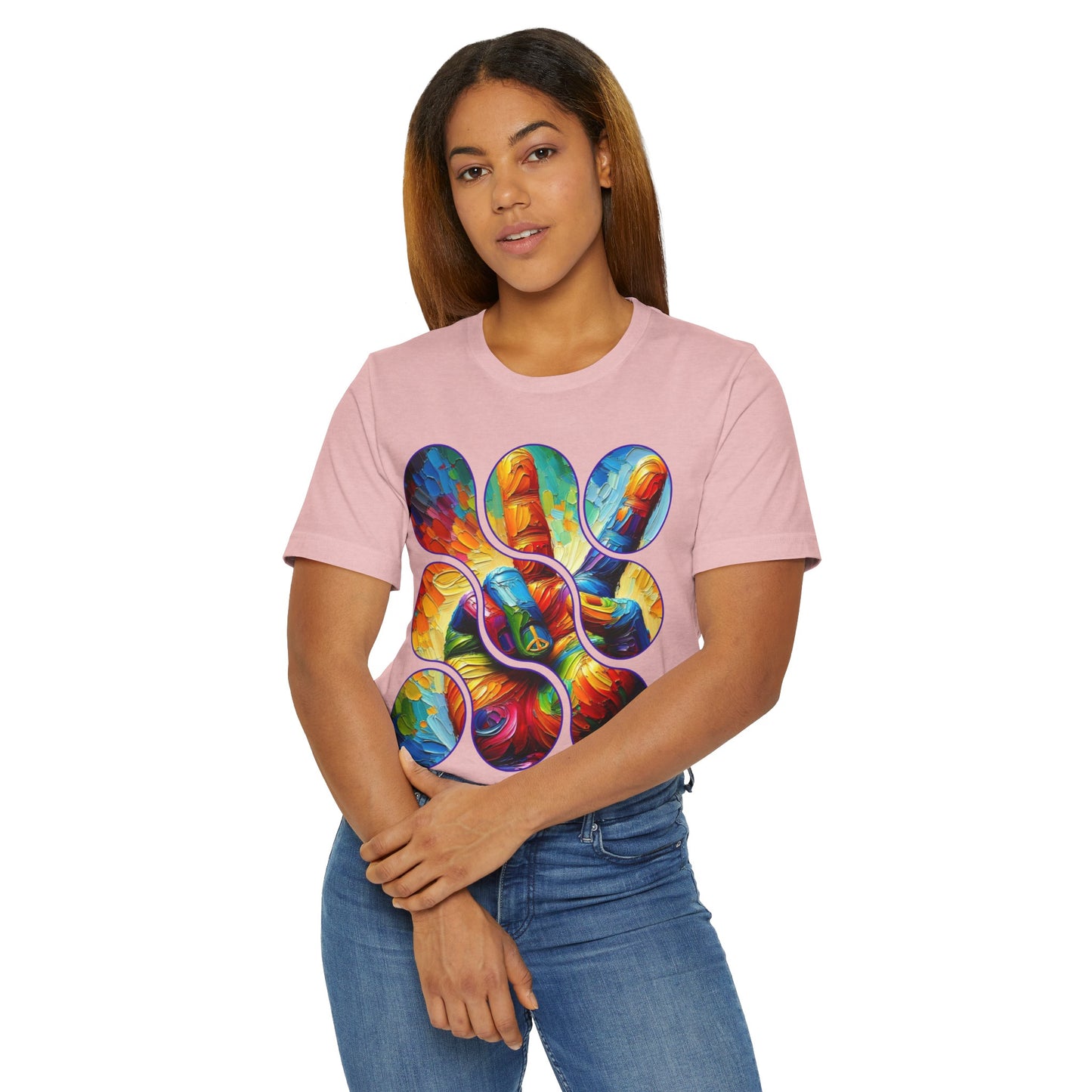 Unisex Jersey T-Shirt, "Peace" One World, Self-Love, Anti-Racism, One Love, Unity, Inclusion, Diversity, Immigrant Outsiders, Cultural Identity, Black Excellence Empowerment, Inspiration