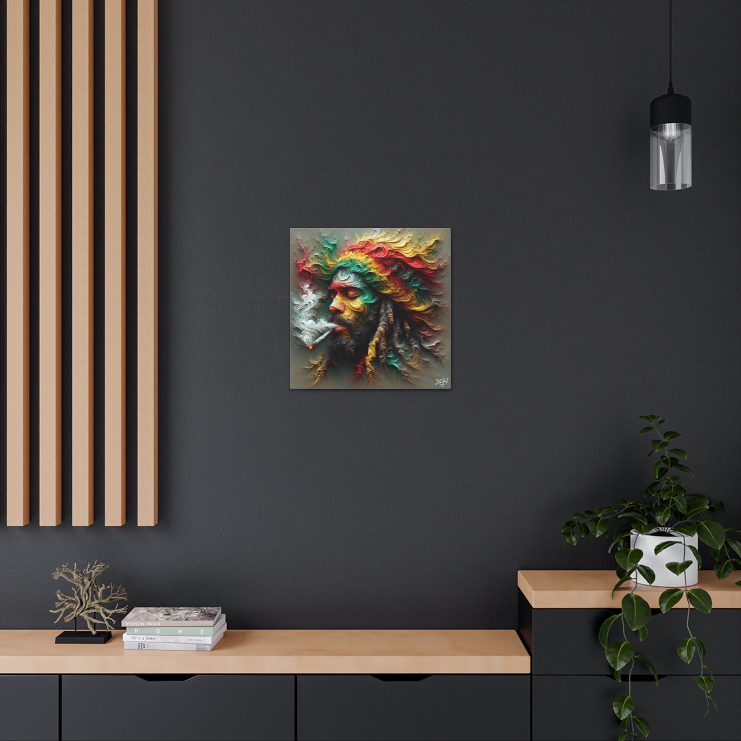 Art Print, Dougla-Rasta Man, Oil Finish, West Indian Ethnicity, Cultural, Heritage, Semi-Abstract, Canvas Gallery Wrap